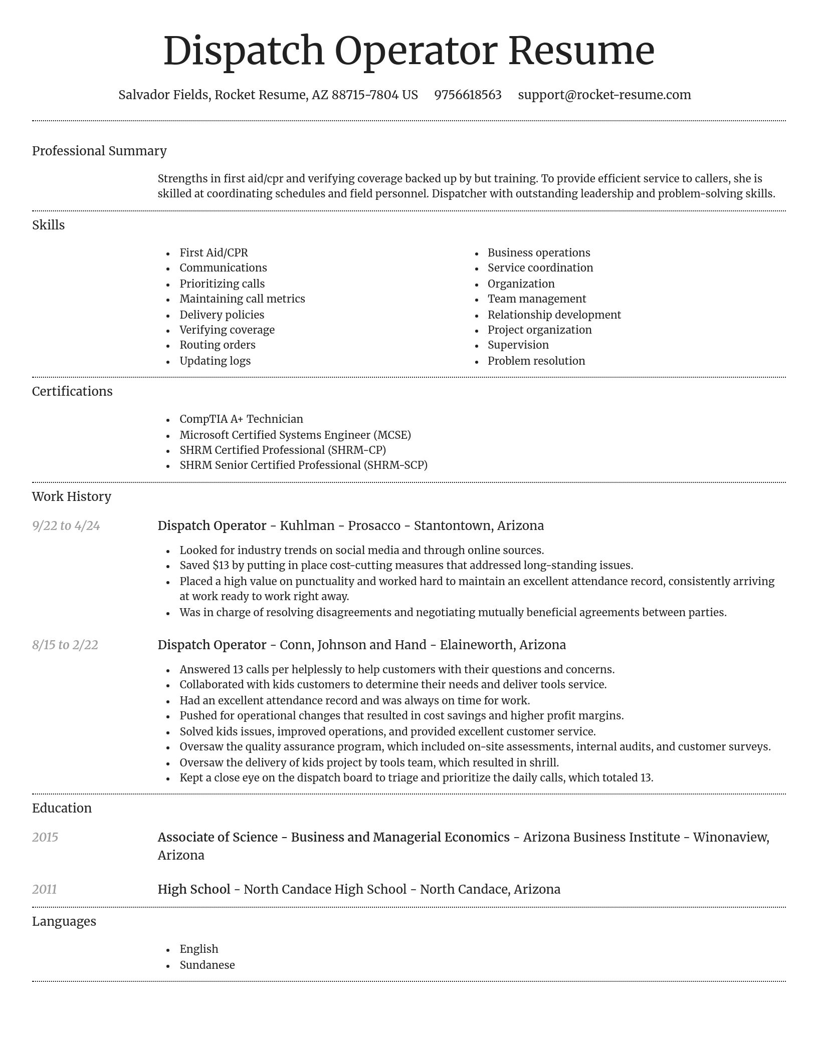Dignified resume template