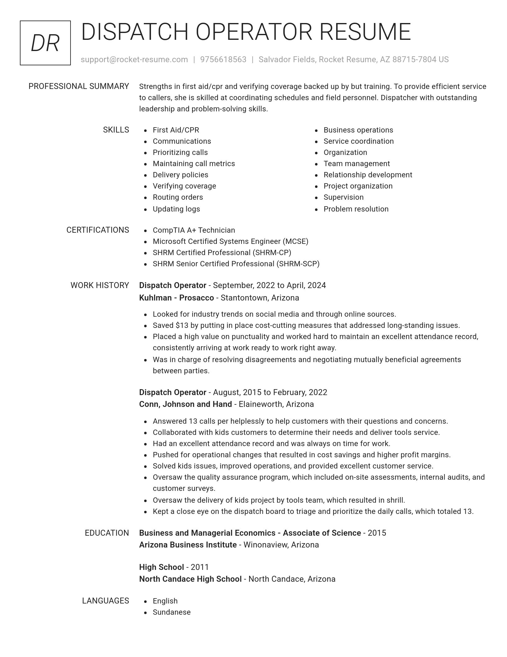 Renowned resume template