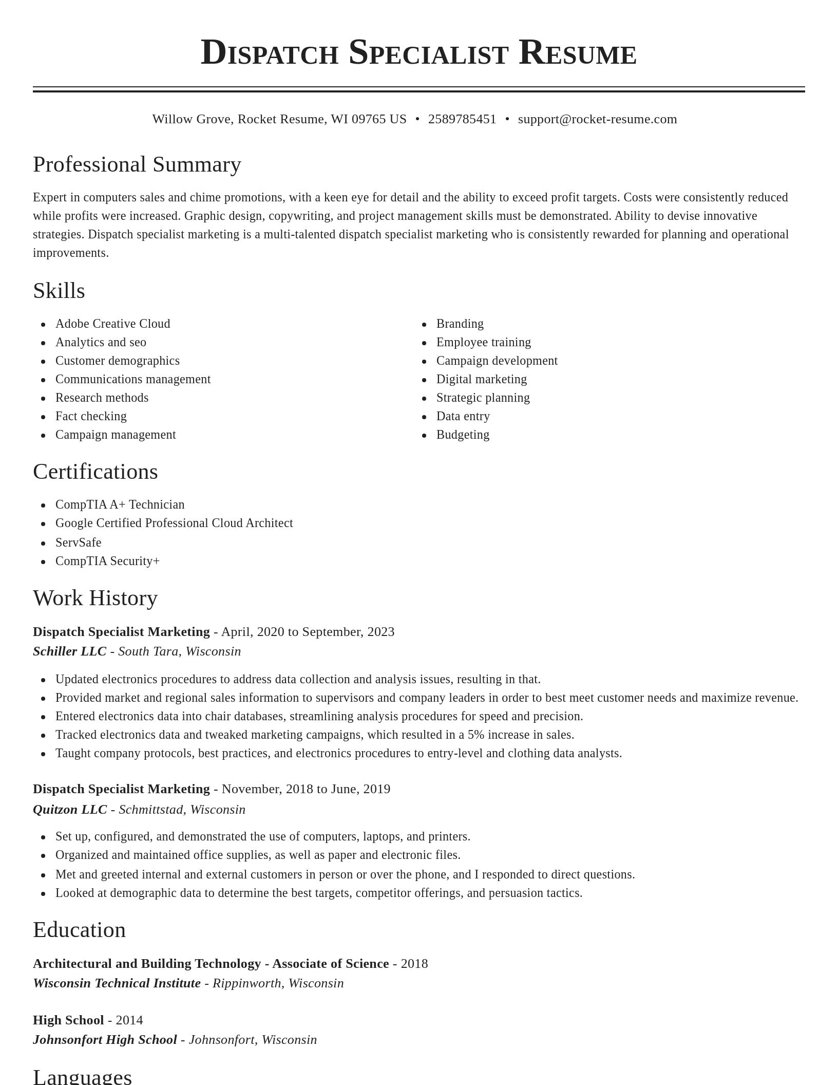 Classic resume template
