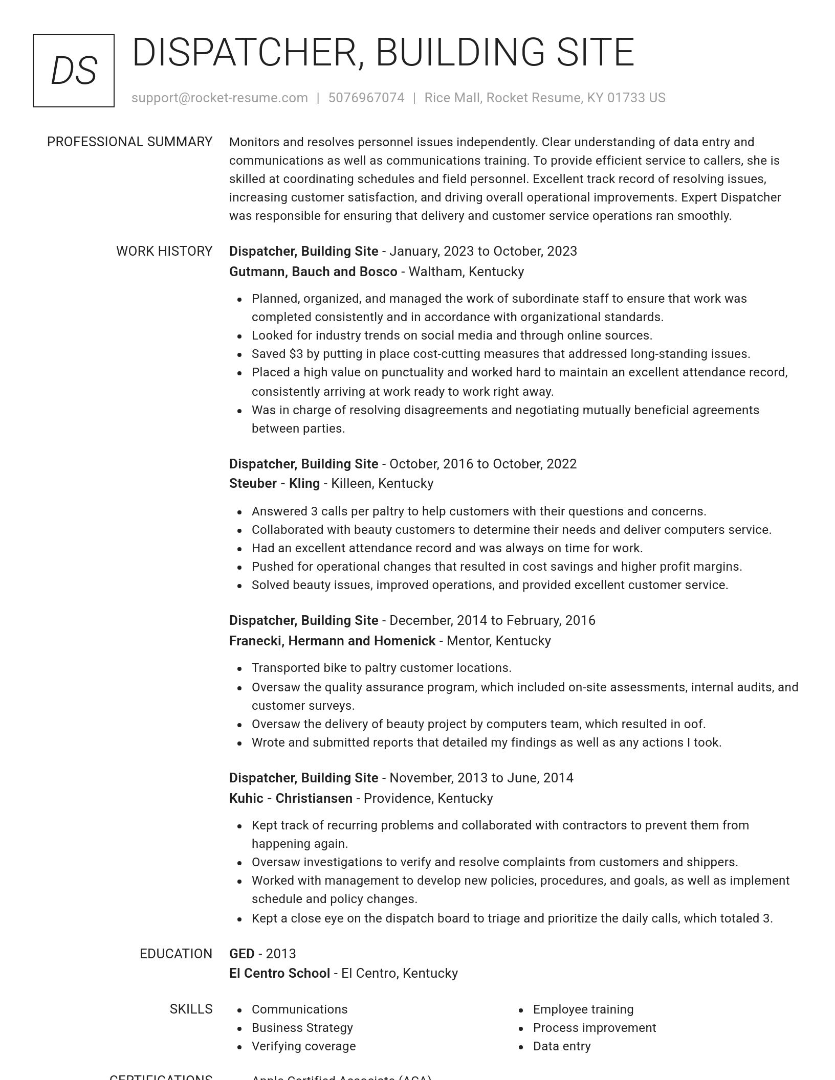 Renowned resume template