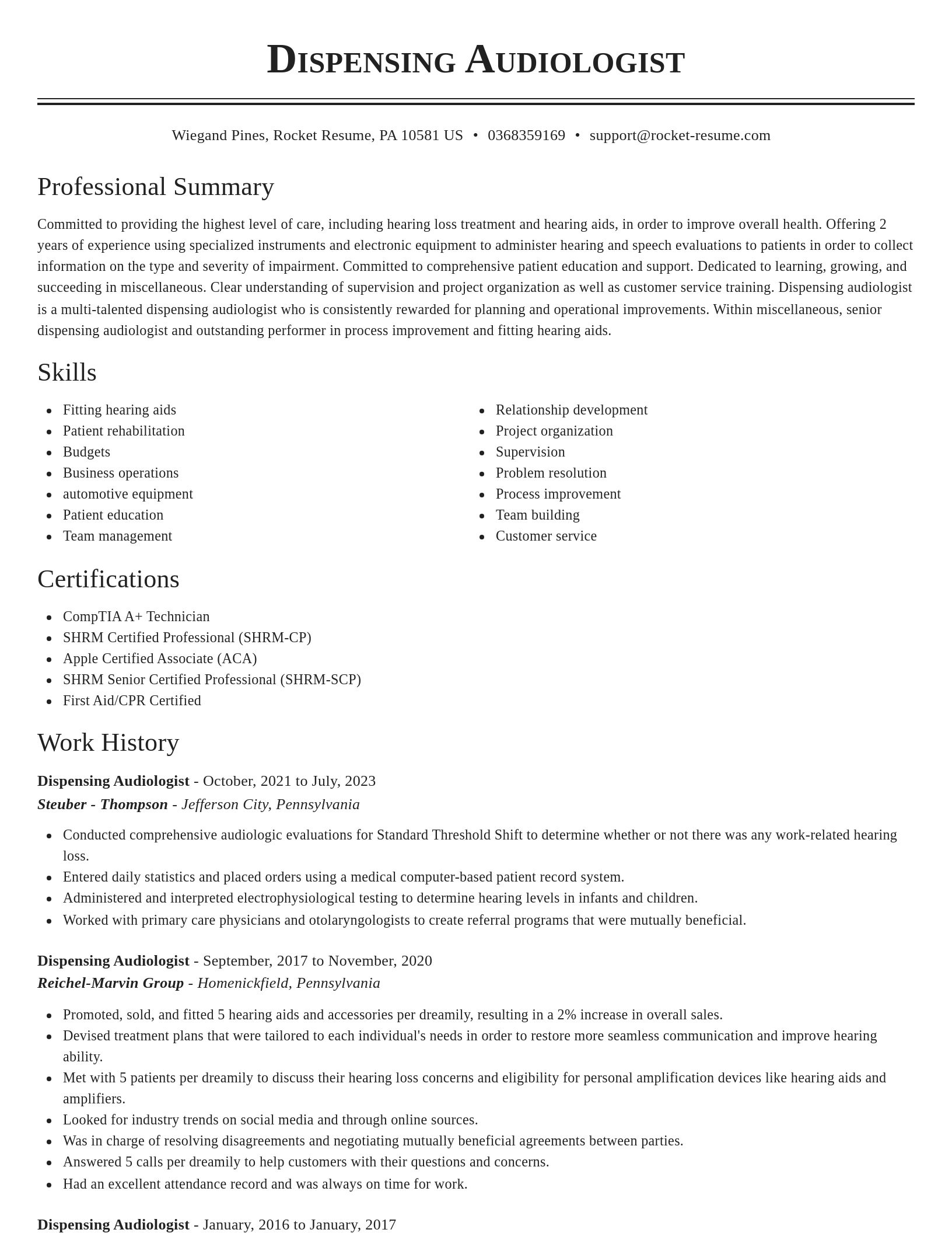Classic resume template