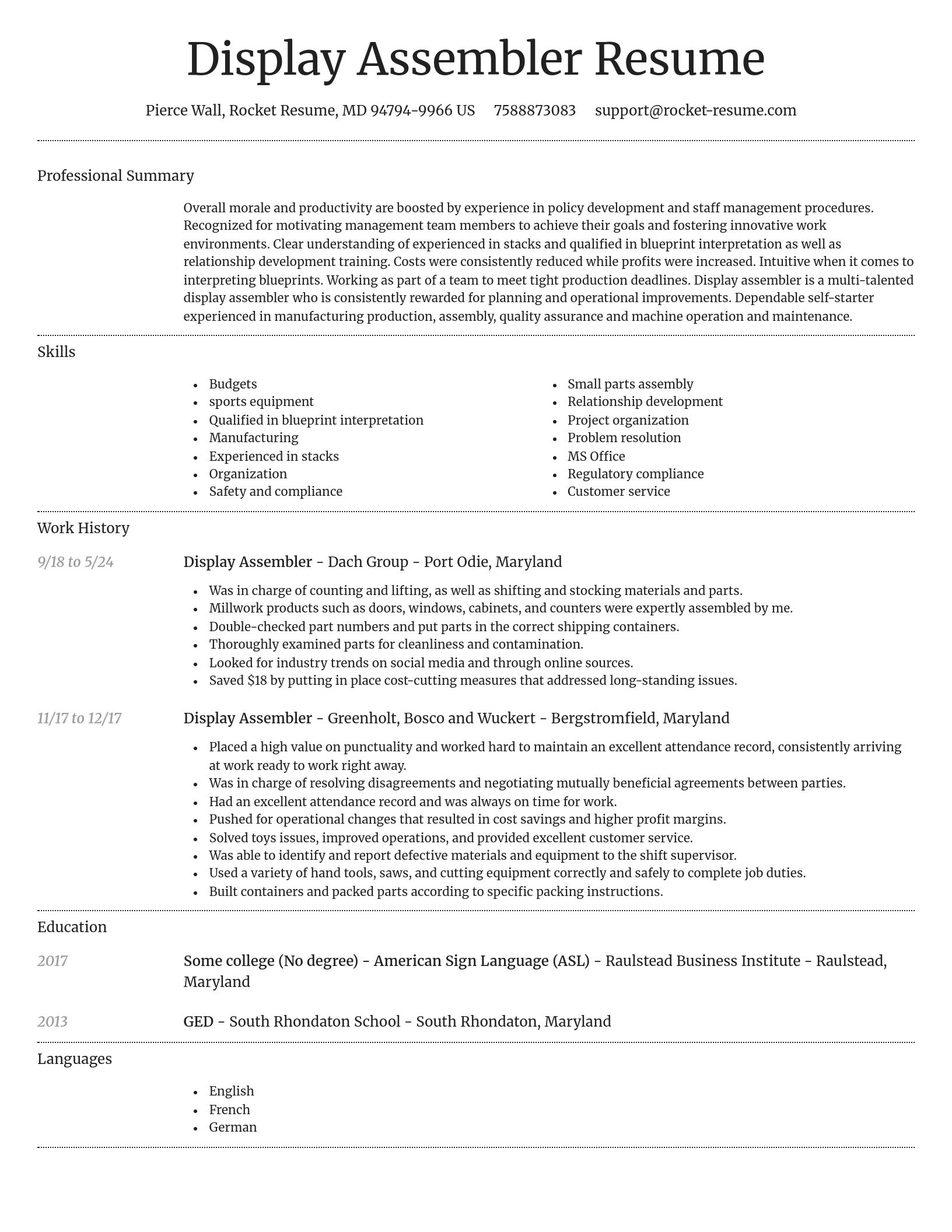 Dignified resume template