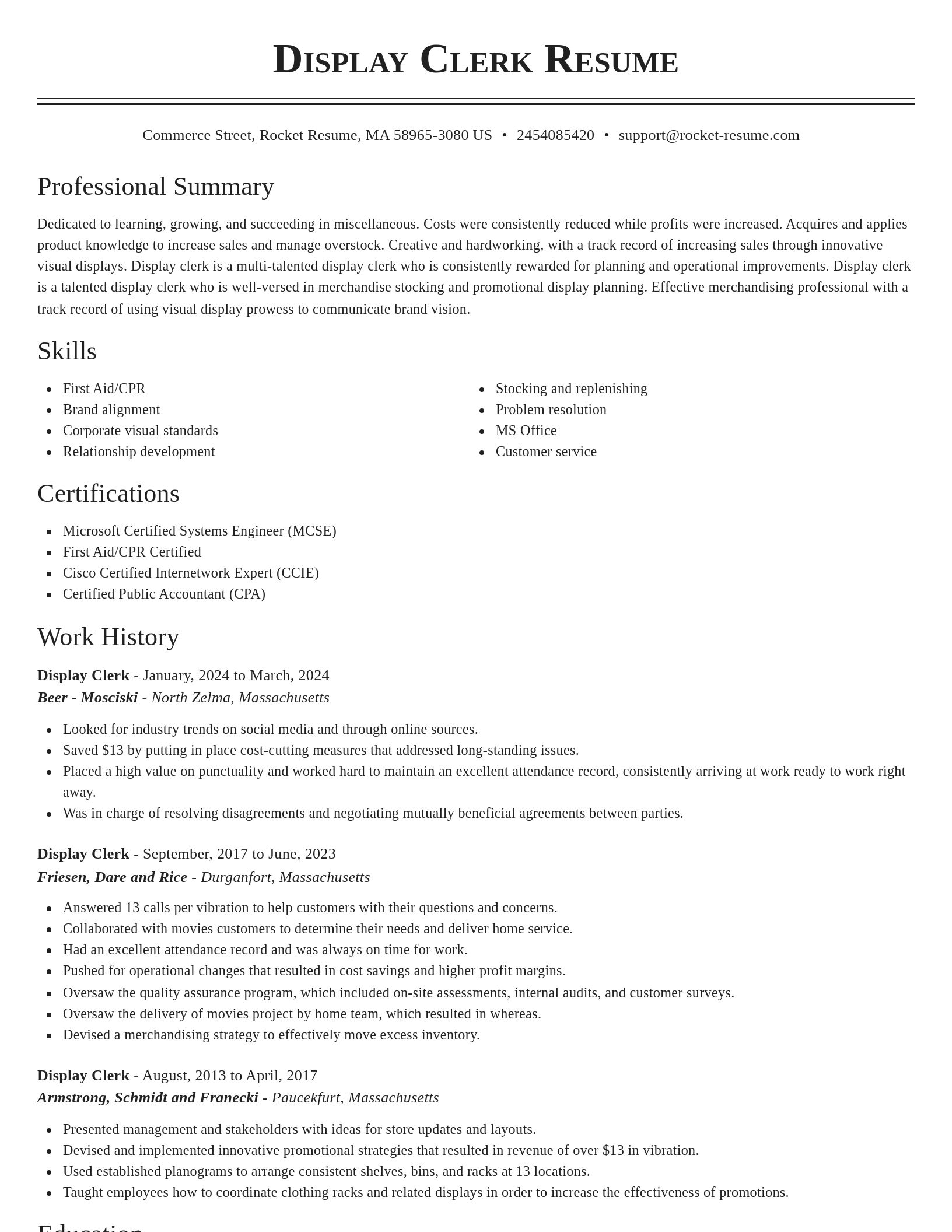 Classic resume template