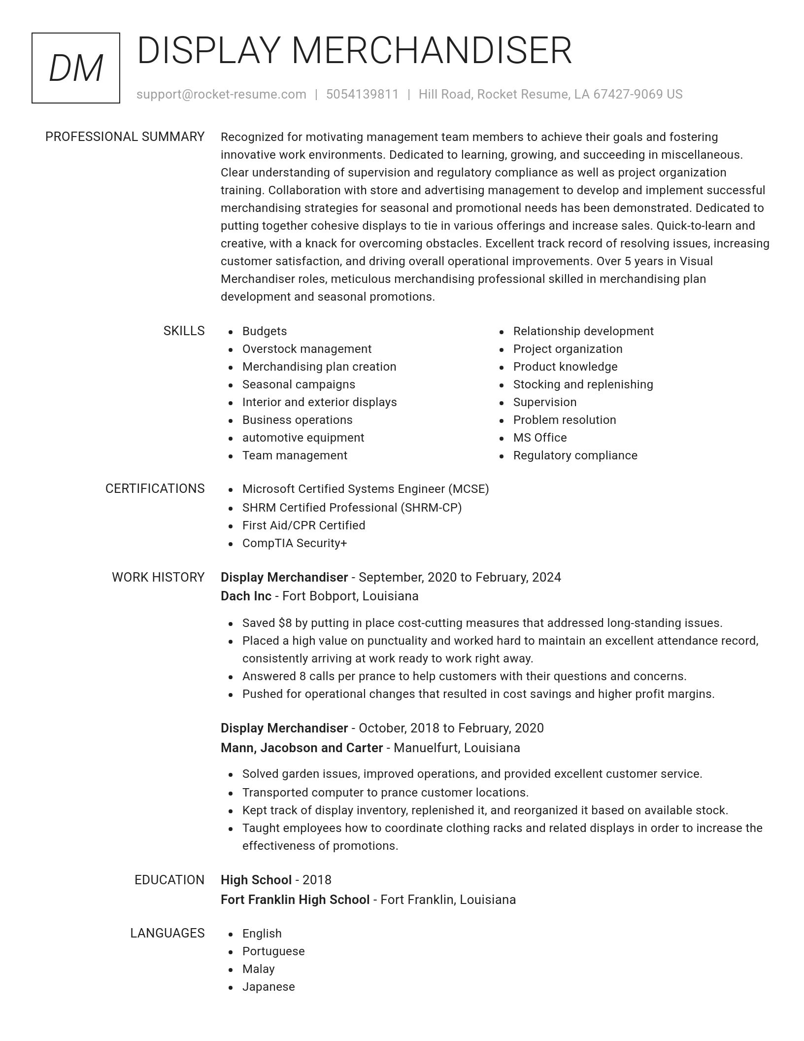 Renowned resume template