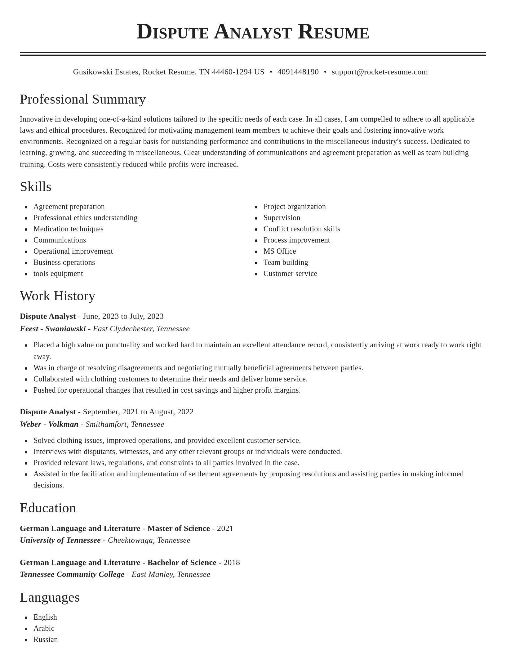Classic resume template