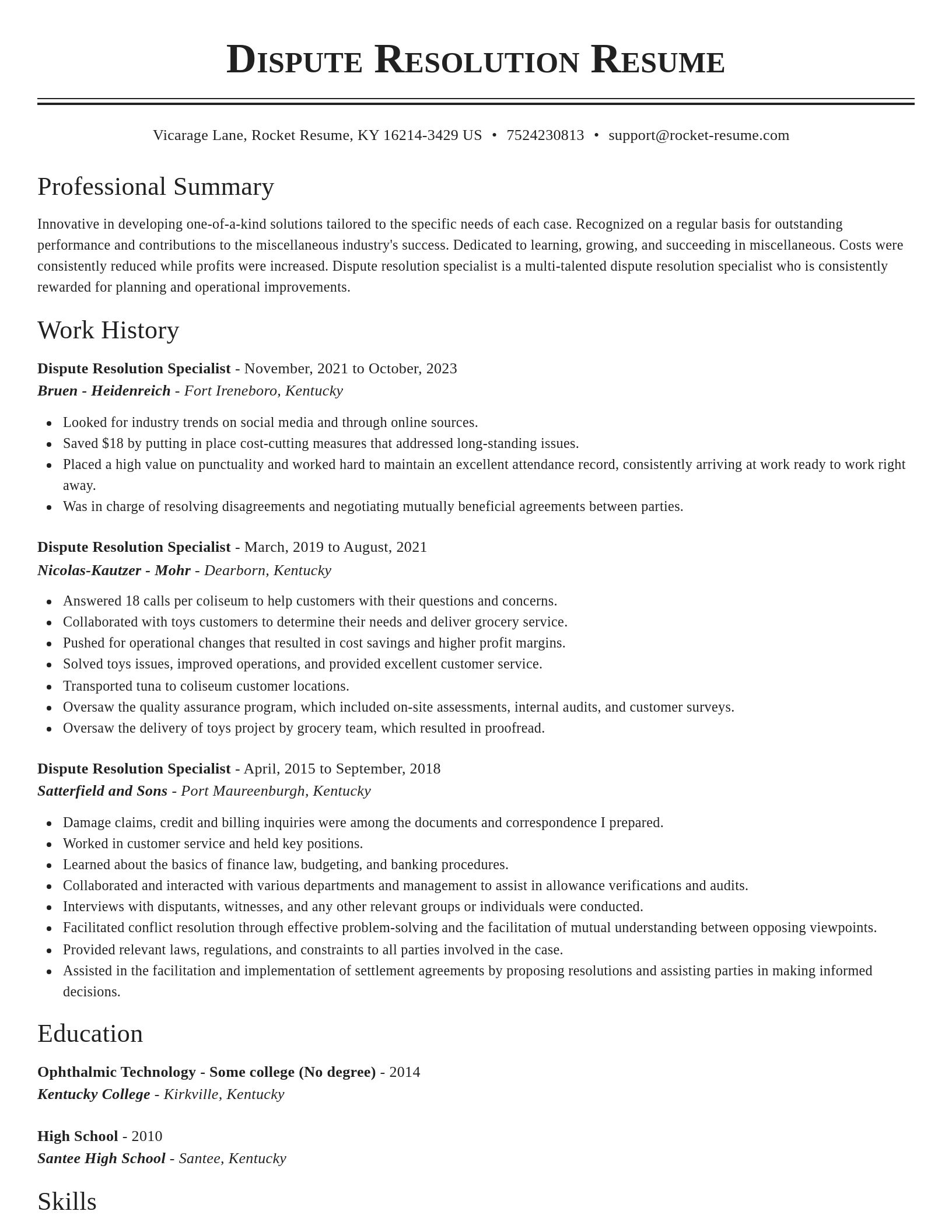 Classic resume template