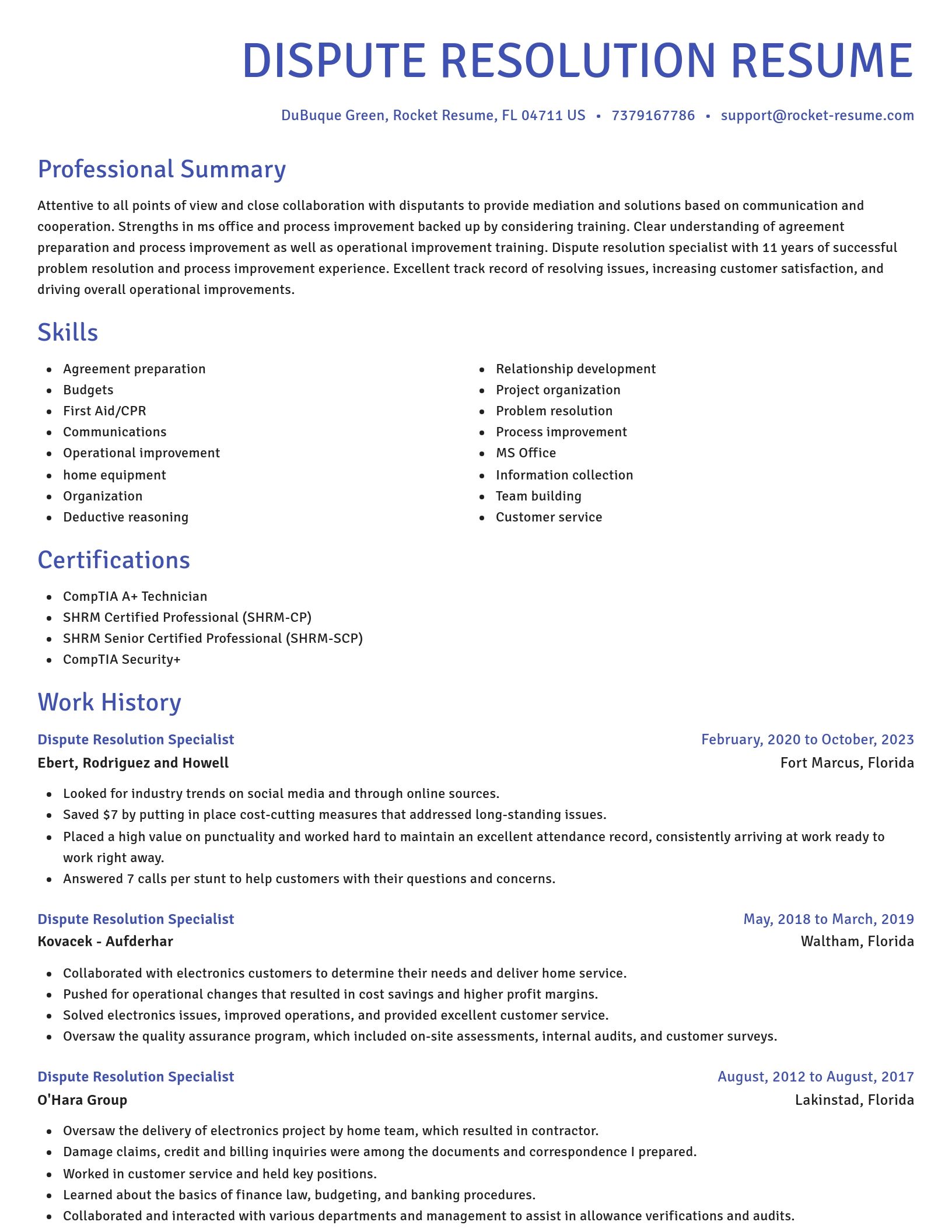 Novel resume template