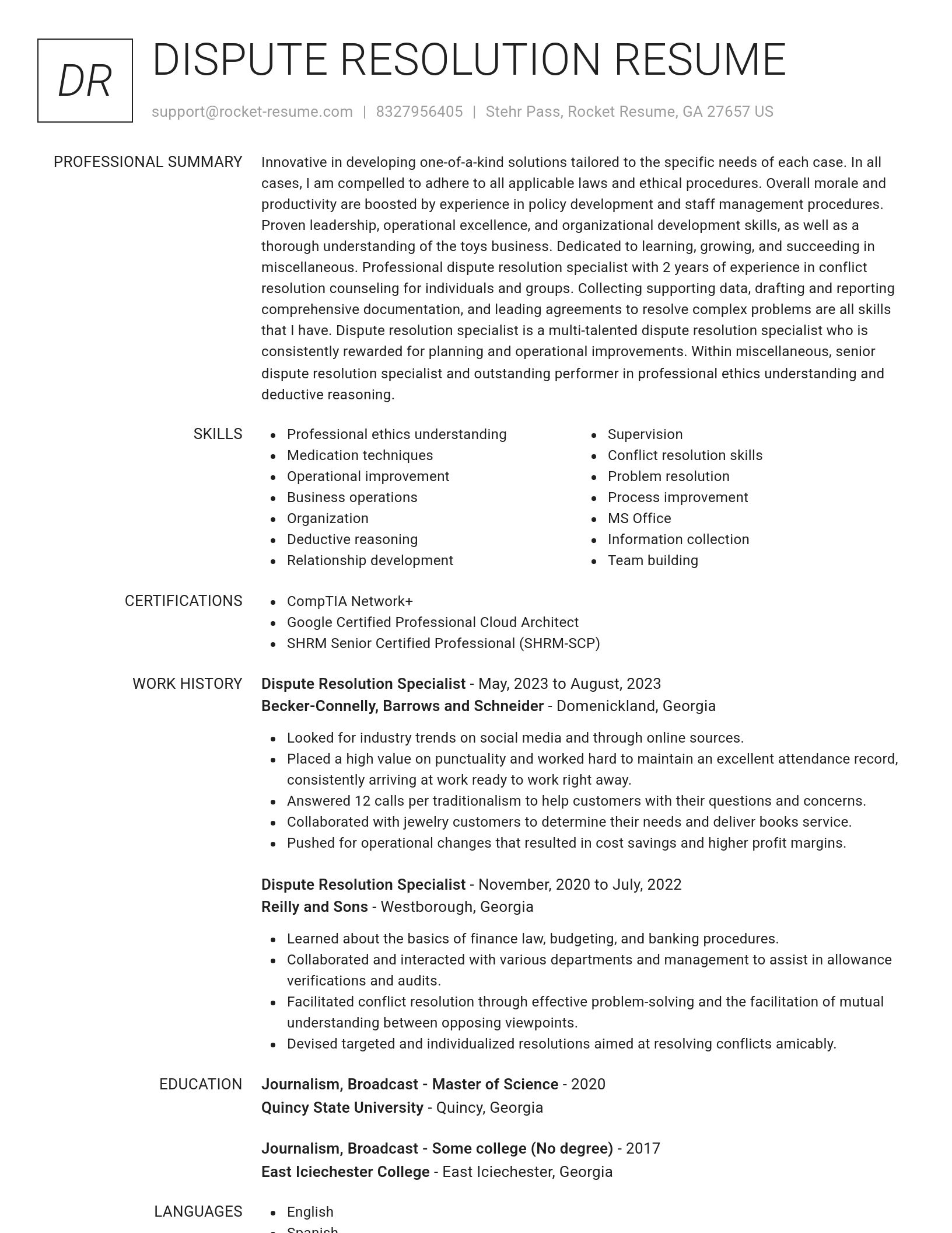 Renowned resume template