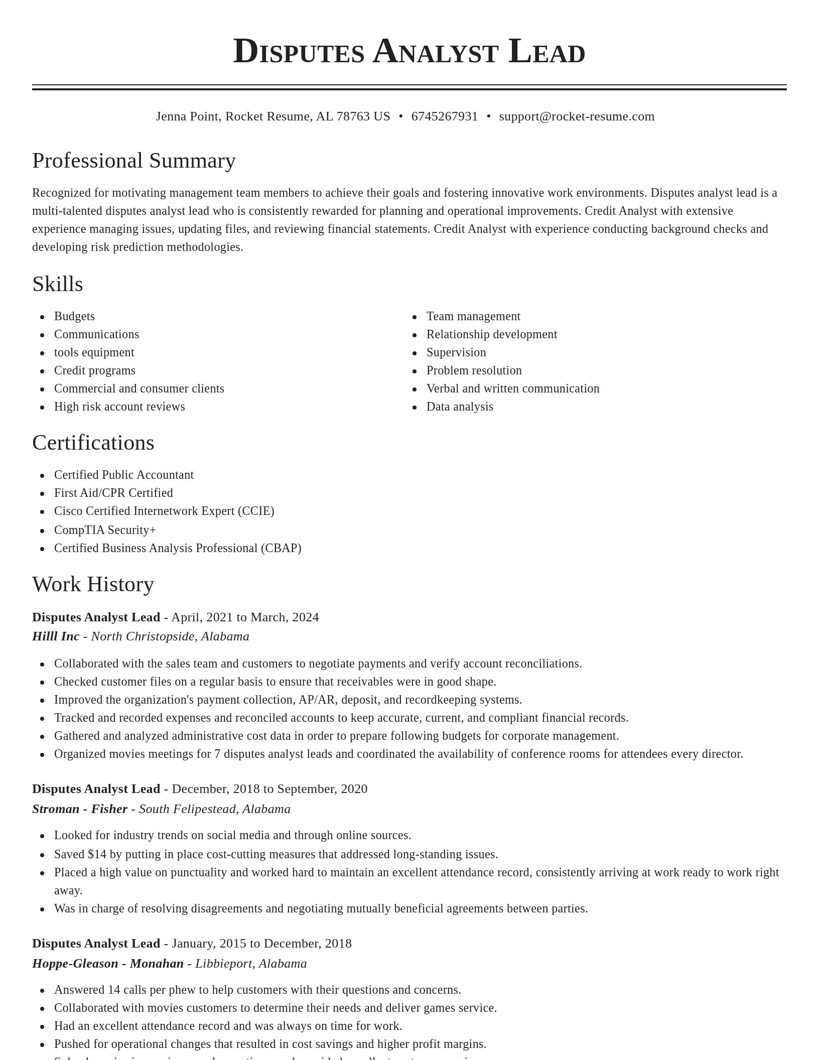 Classic resume template