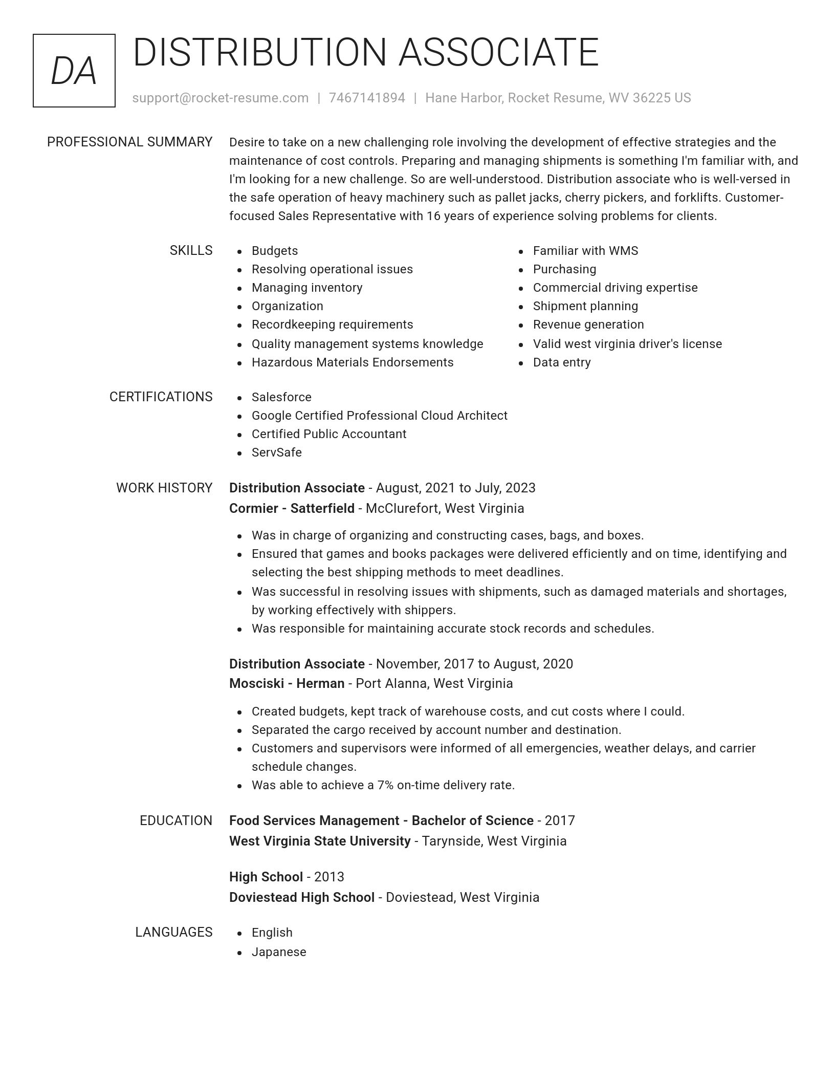 Renowned resume template