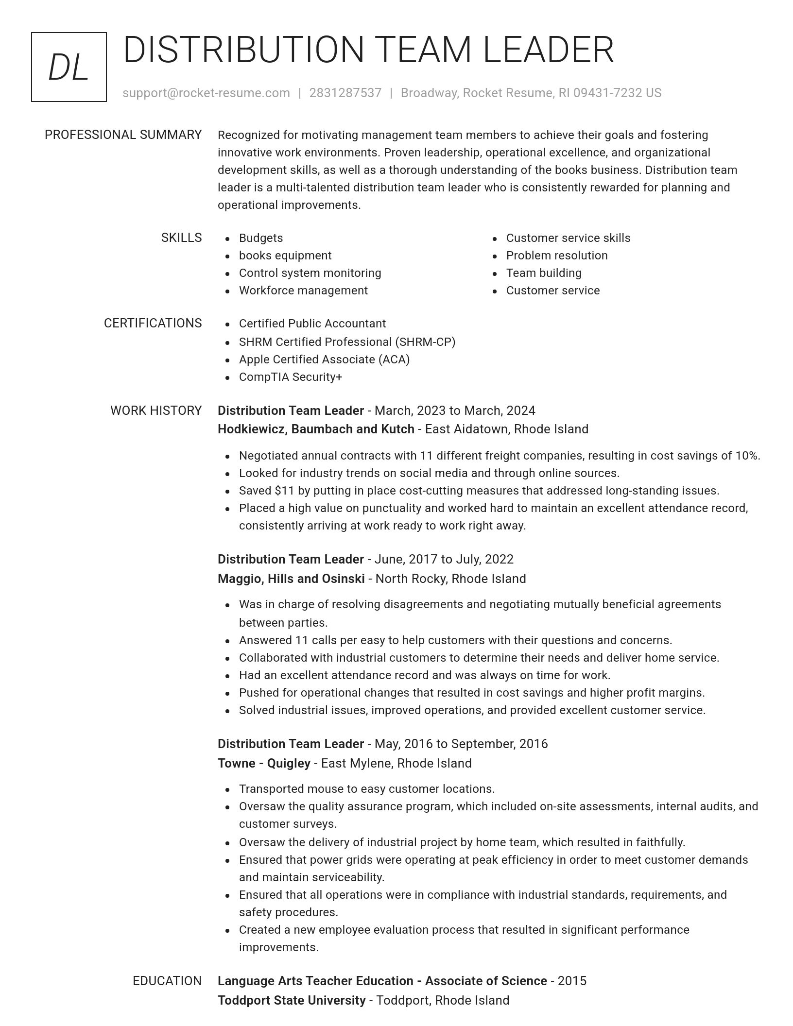 Renowned resume template