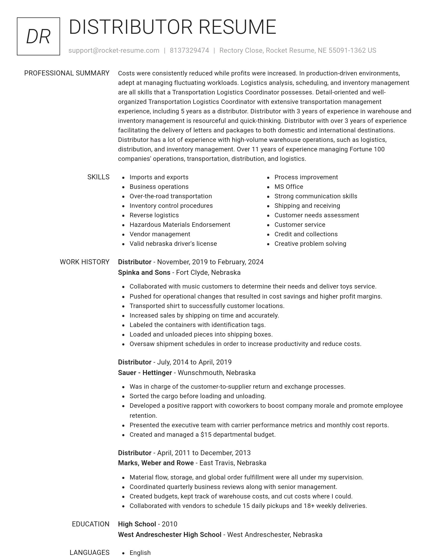 Renowned resume template