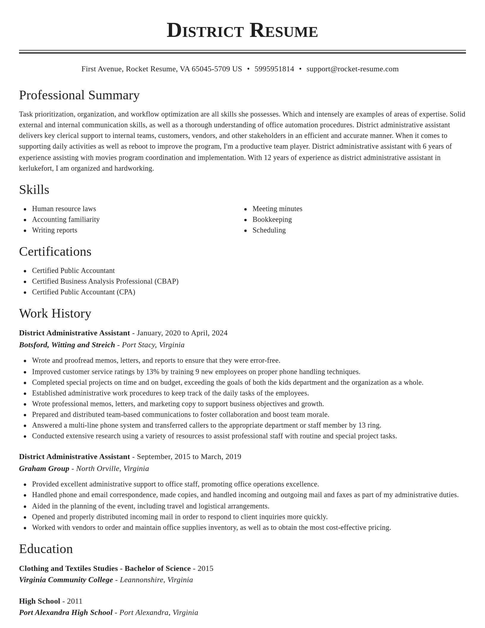 Classic resume template