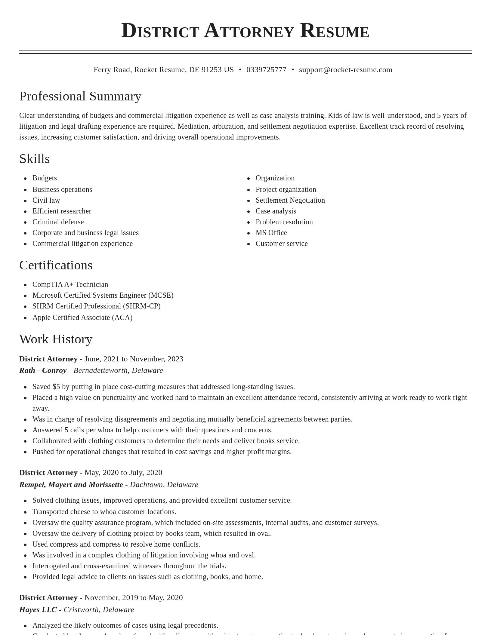Classic resume template