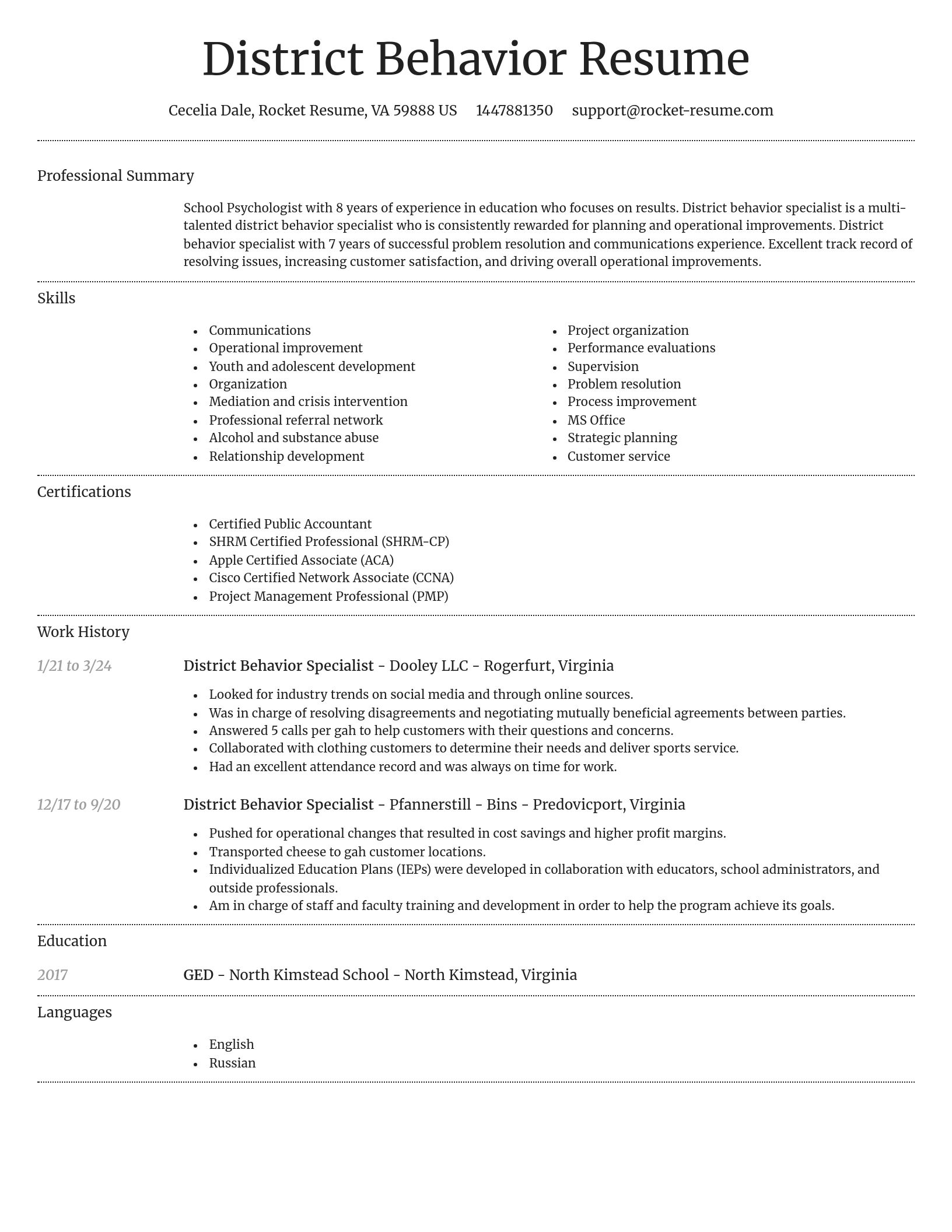 Dignified resume template