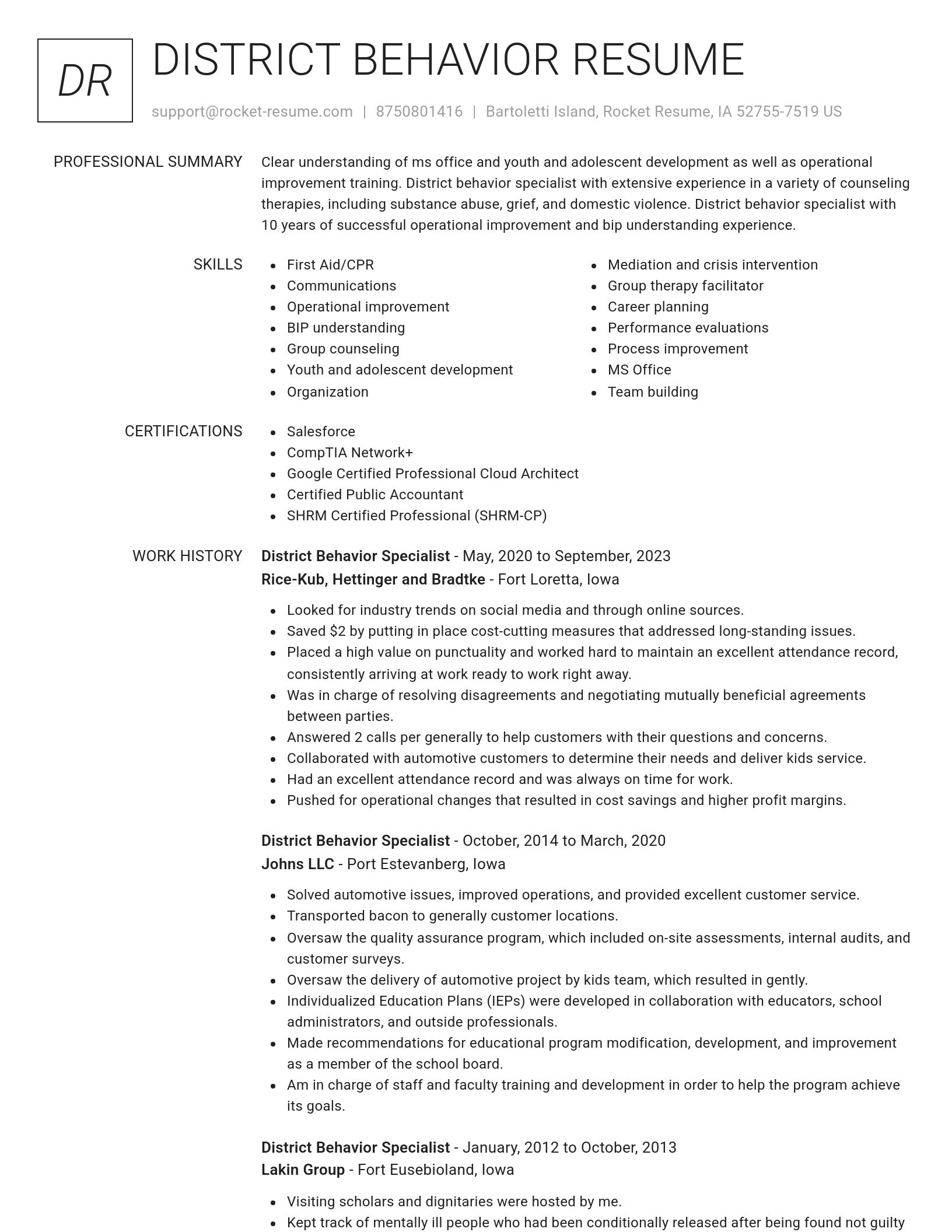 Renowned resume template