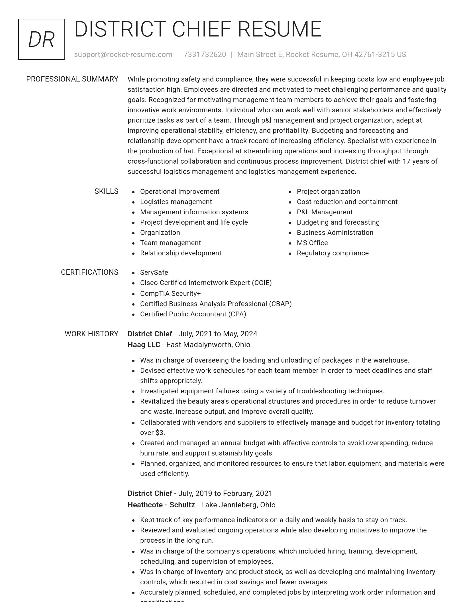 Renowned resume template