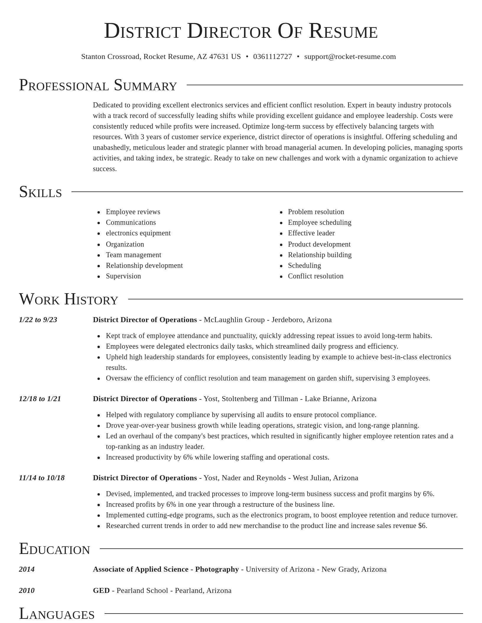 Director resume template