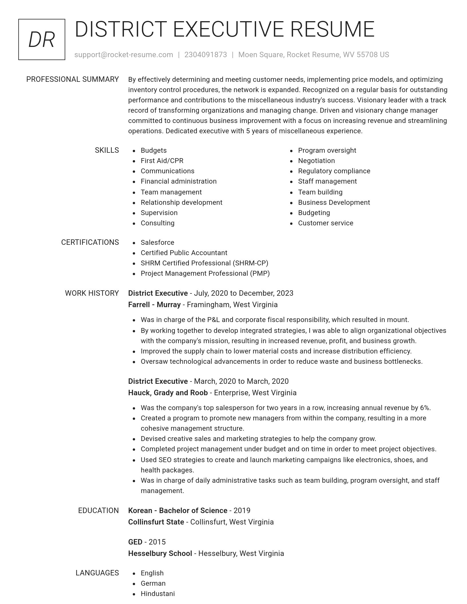 Renowned resume template