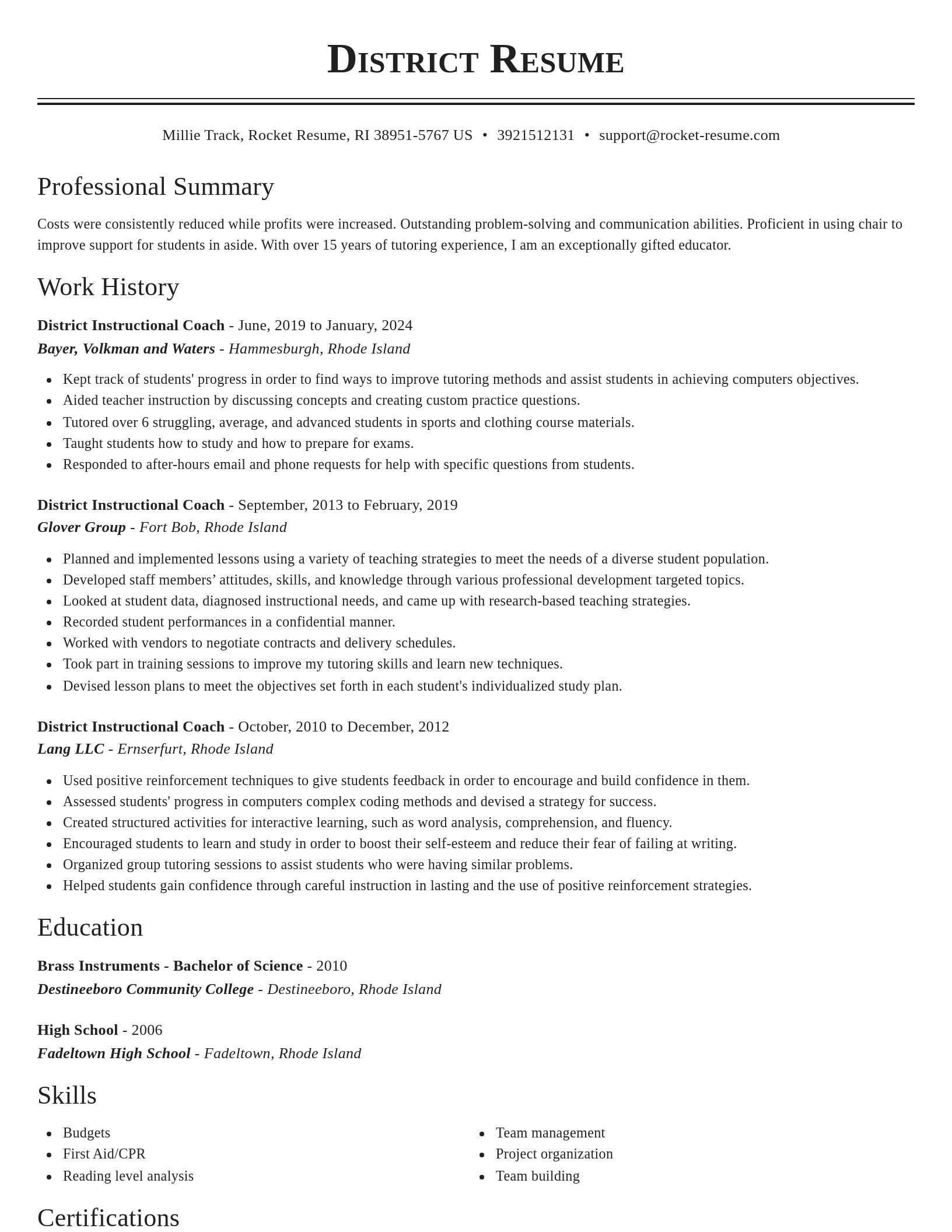 Classic resume template