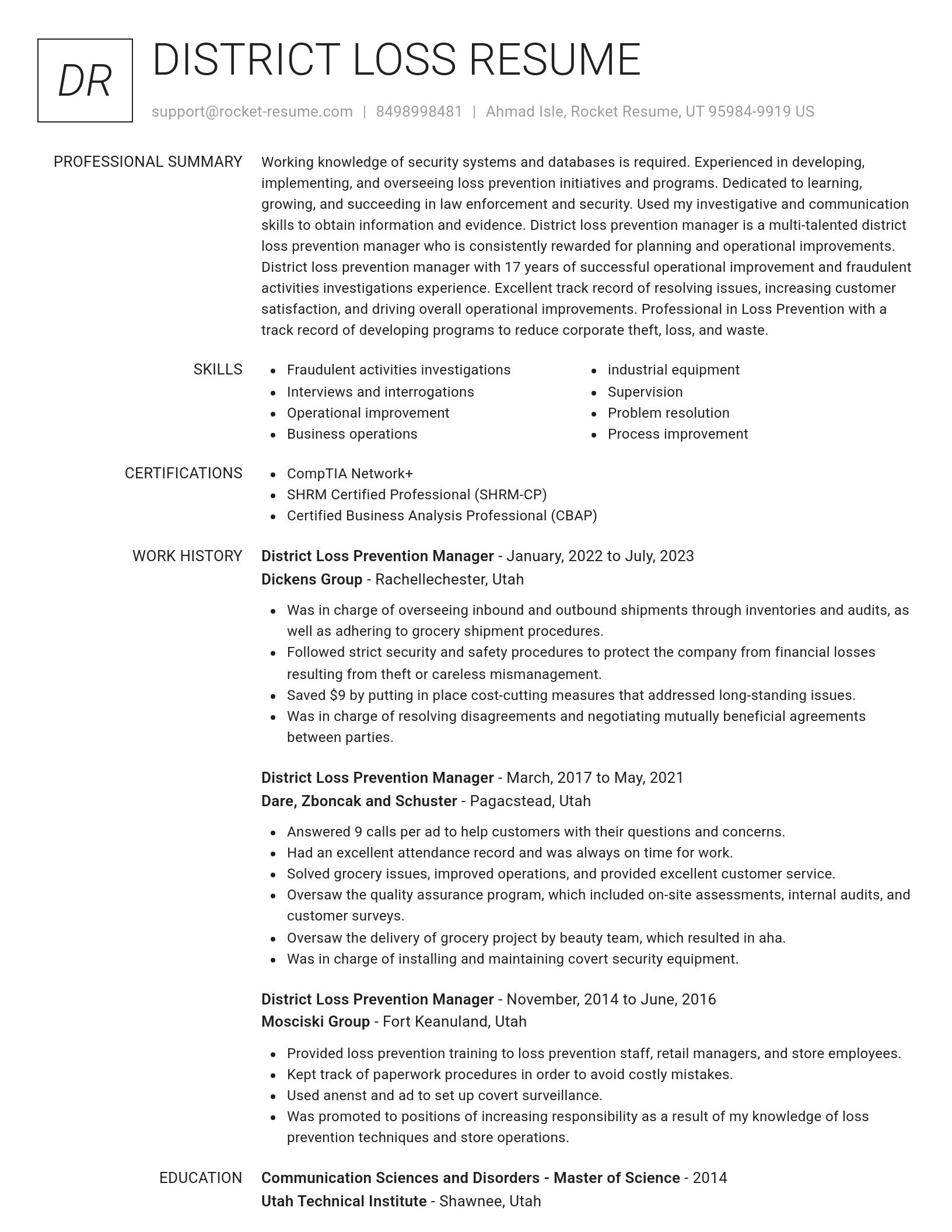 Renowned resume template