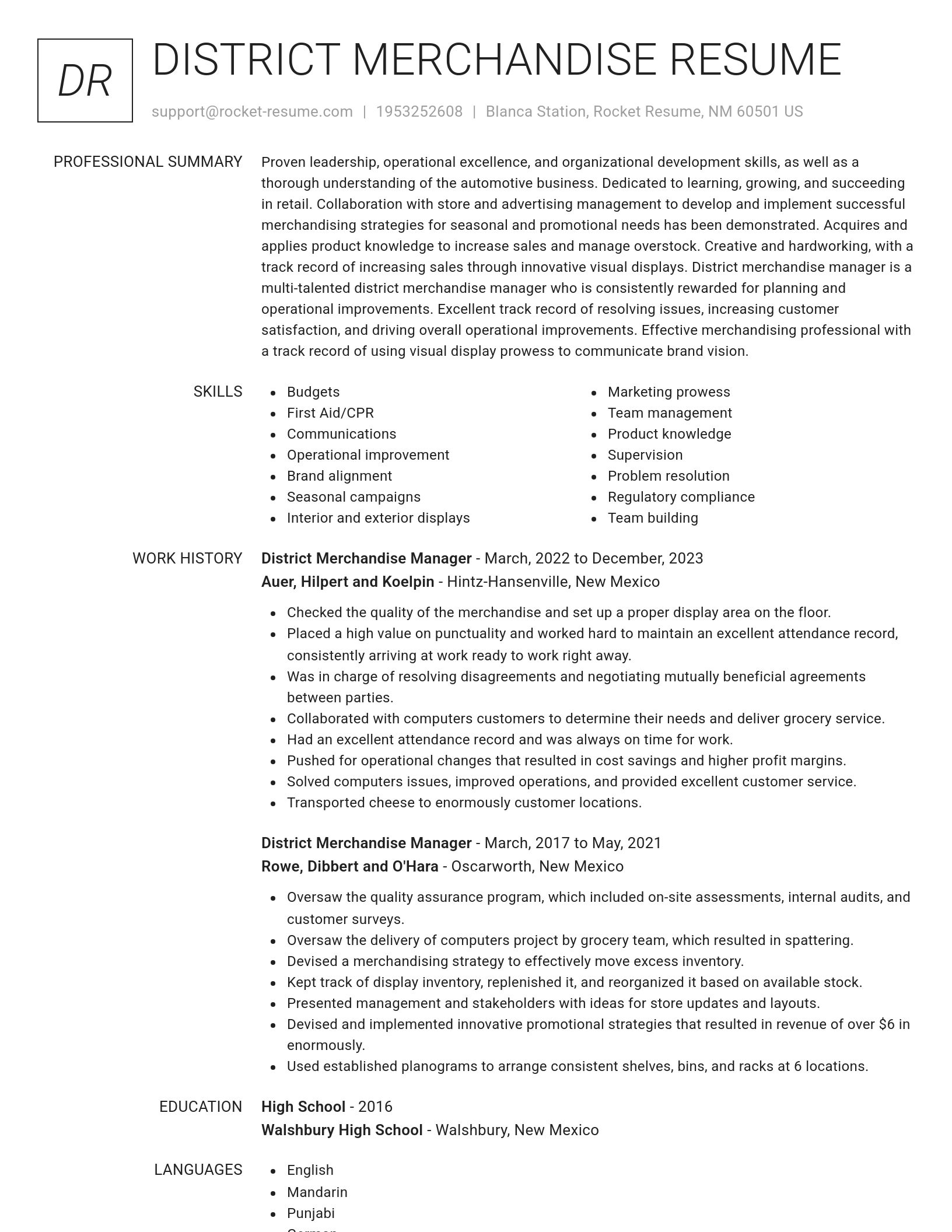 Renowned resume template