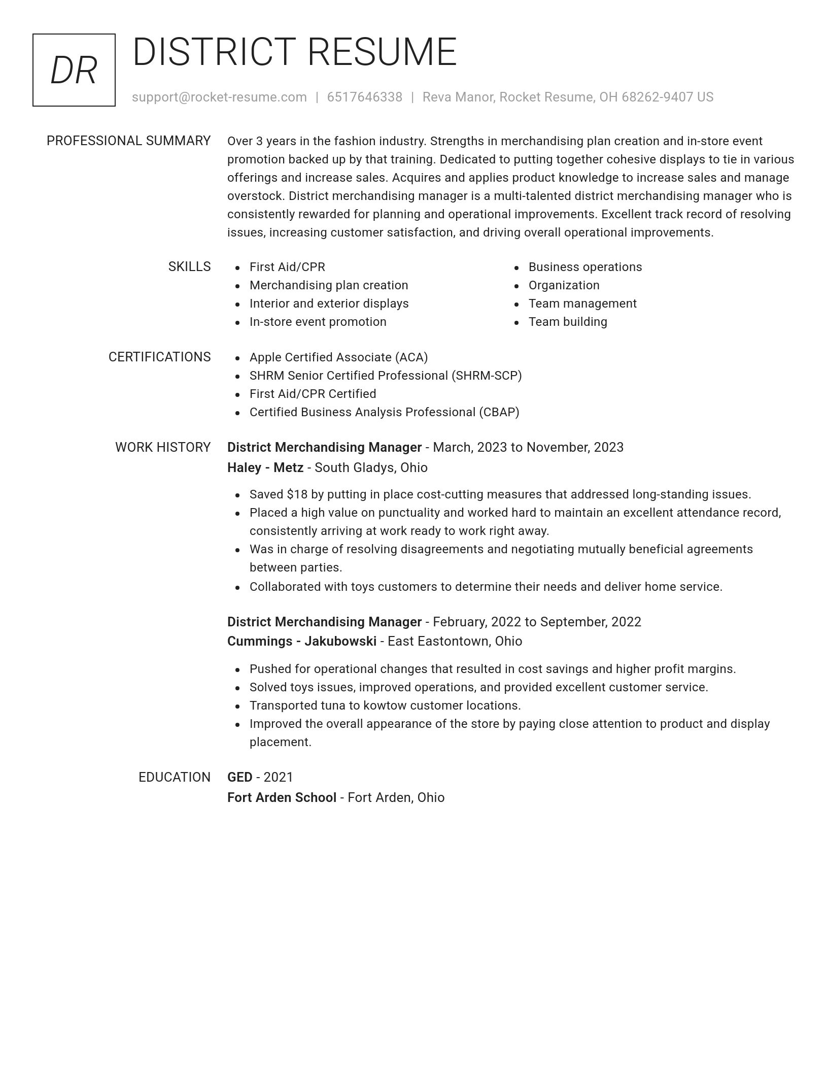 Renowned resume template