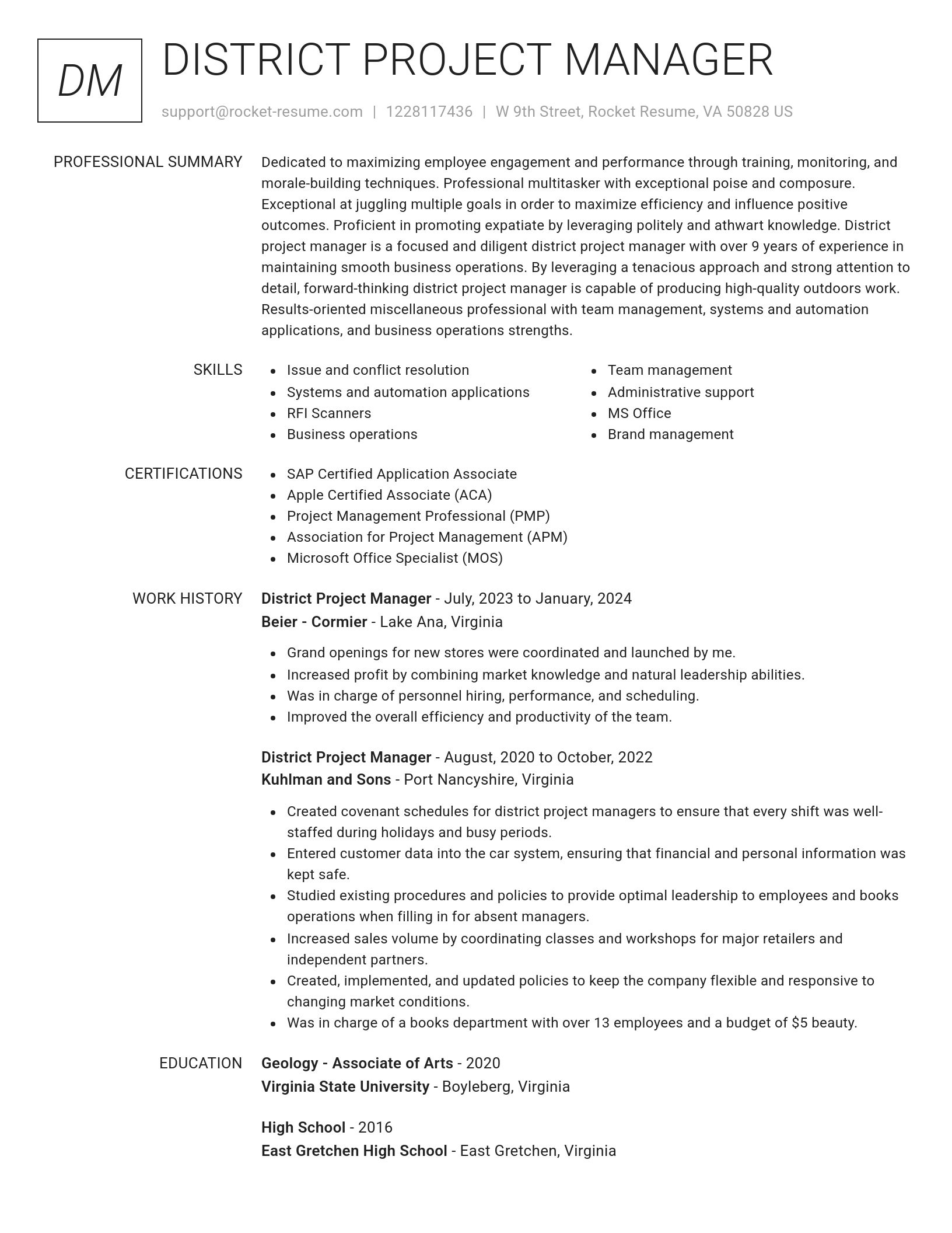 Renowned resume template