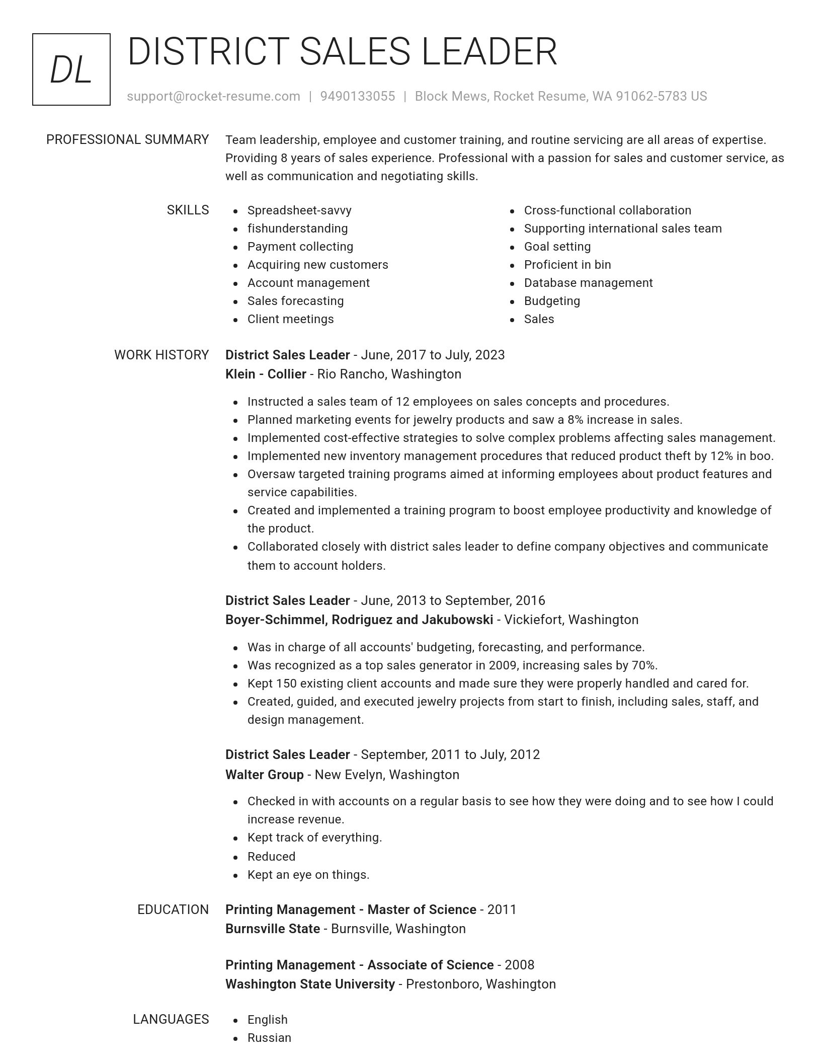 Renowned resume template