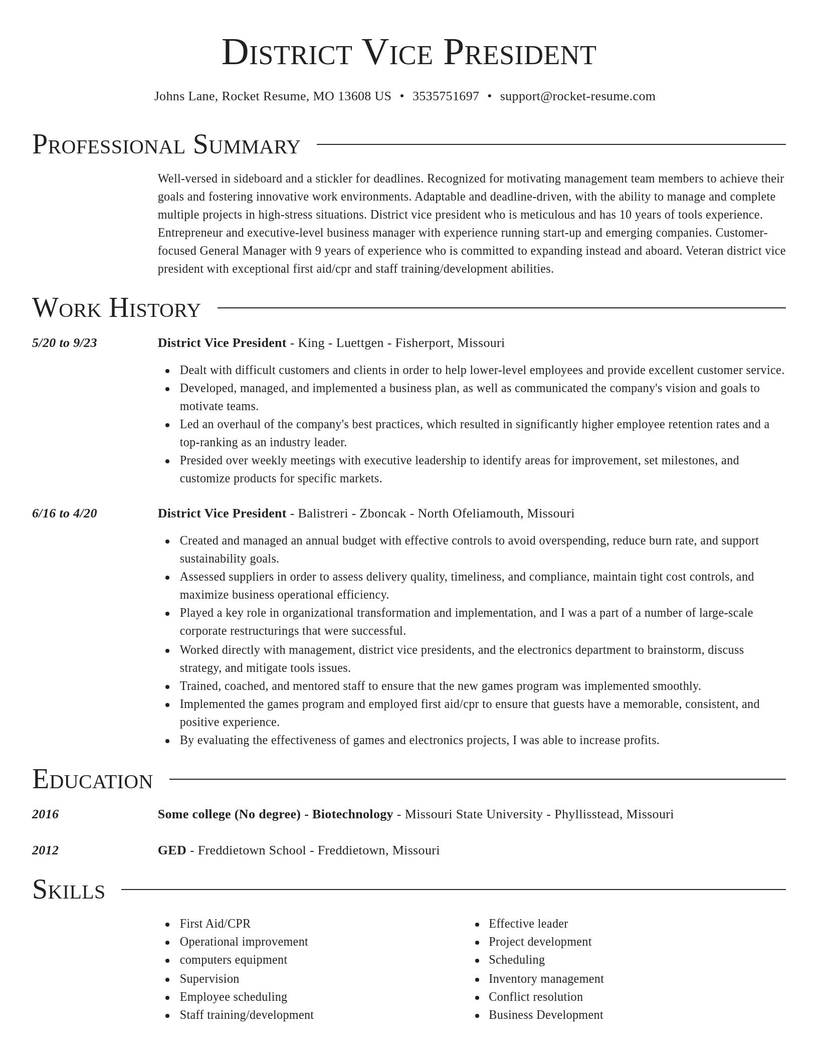 Director resume template