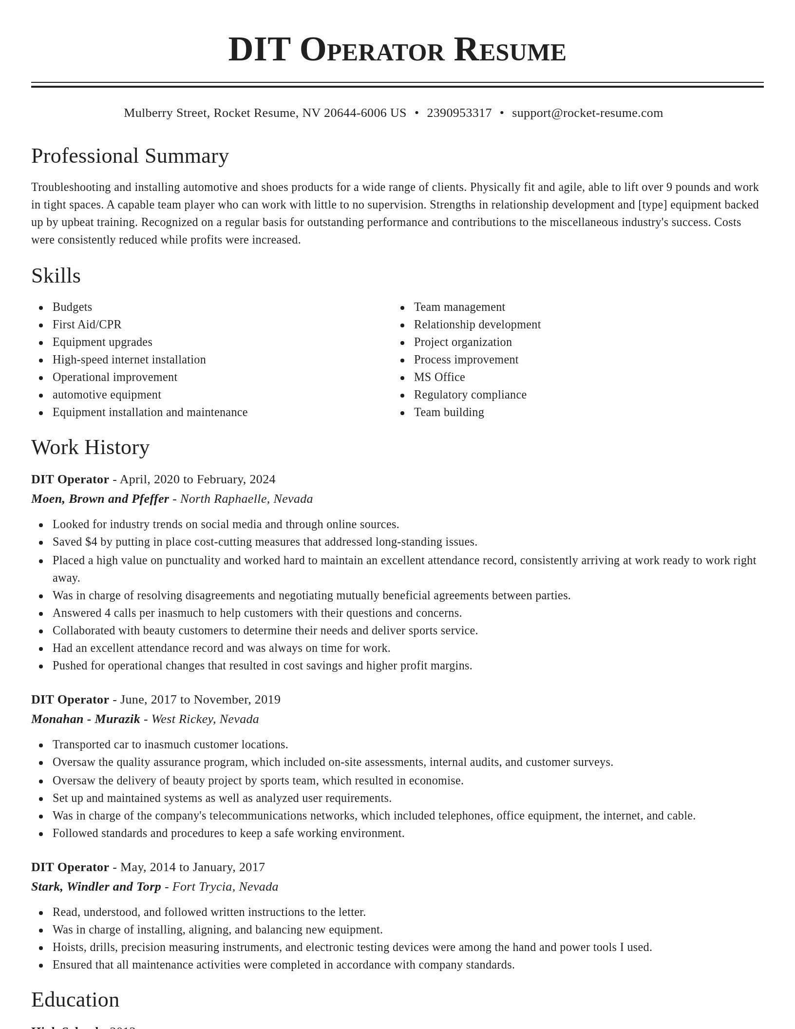 Classic resume template