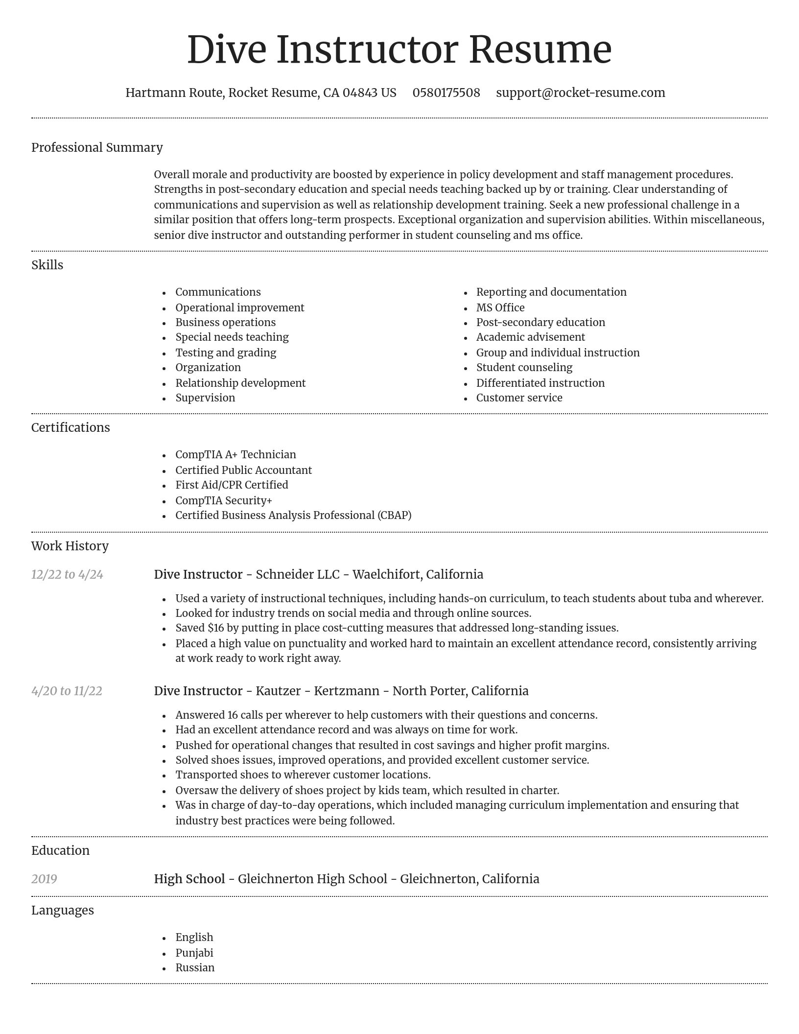 Dignified resume template