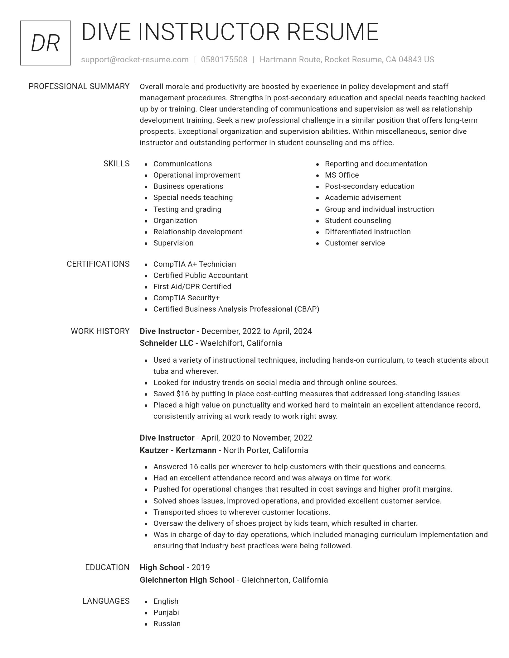 Renowned resume template