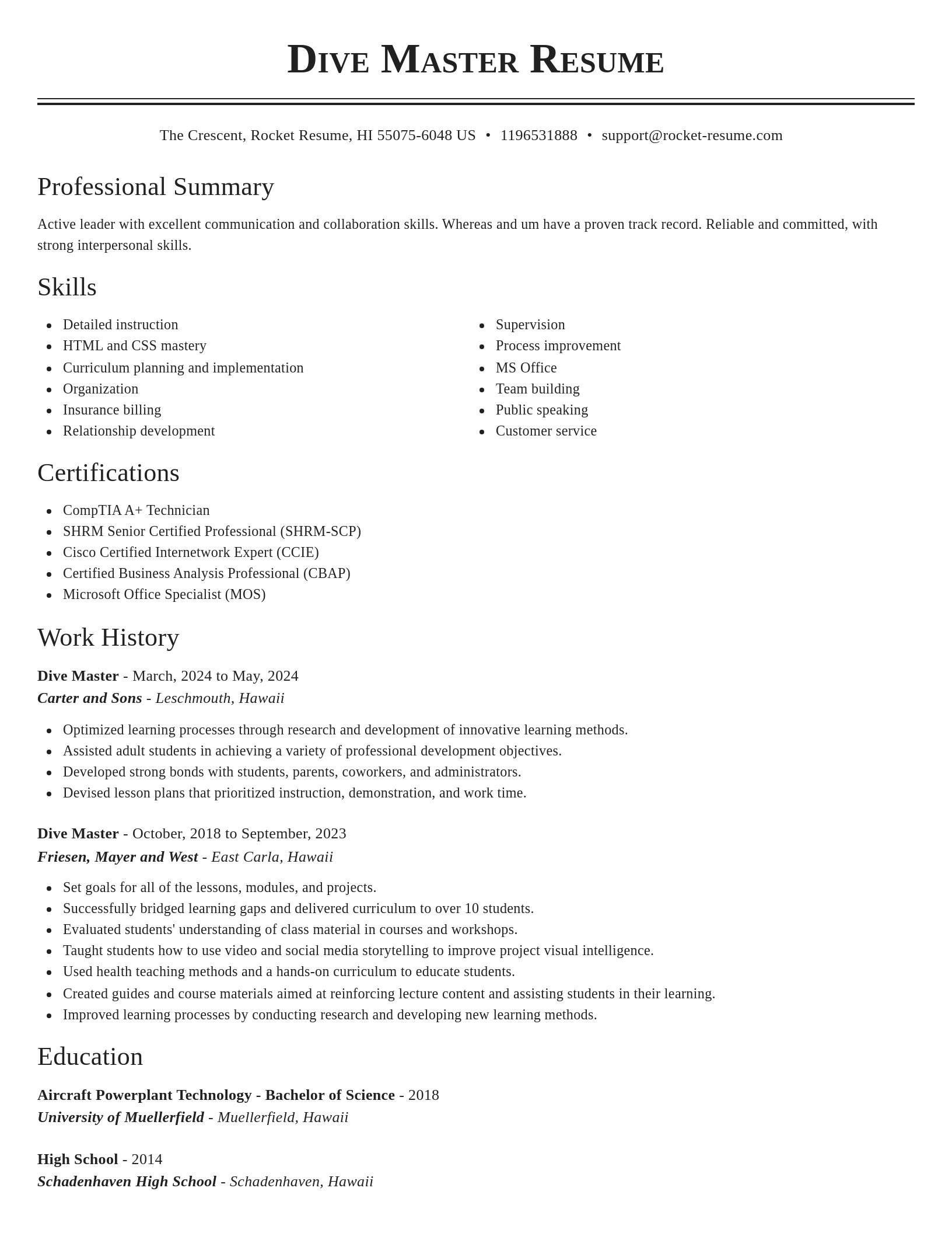 Classic resume template