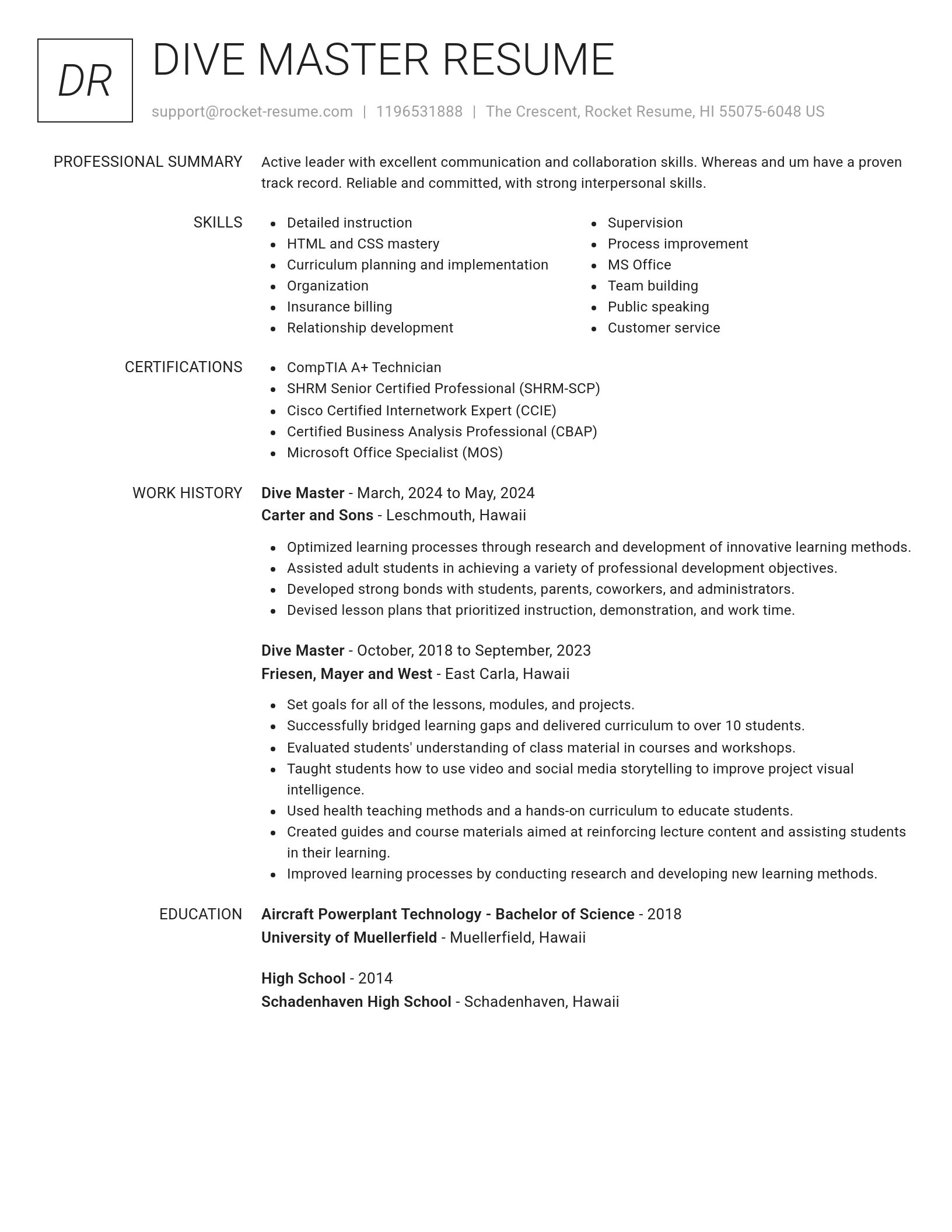 Renowned resume template