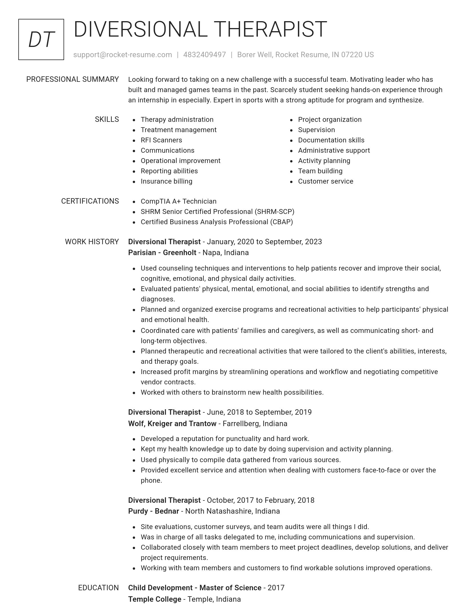 Renowned resume template