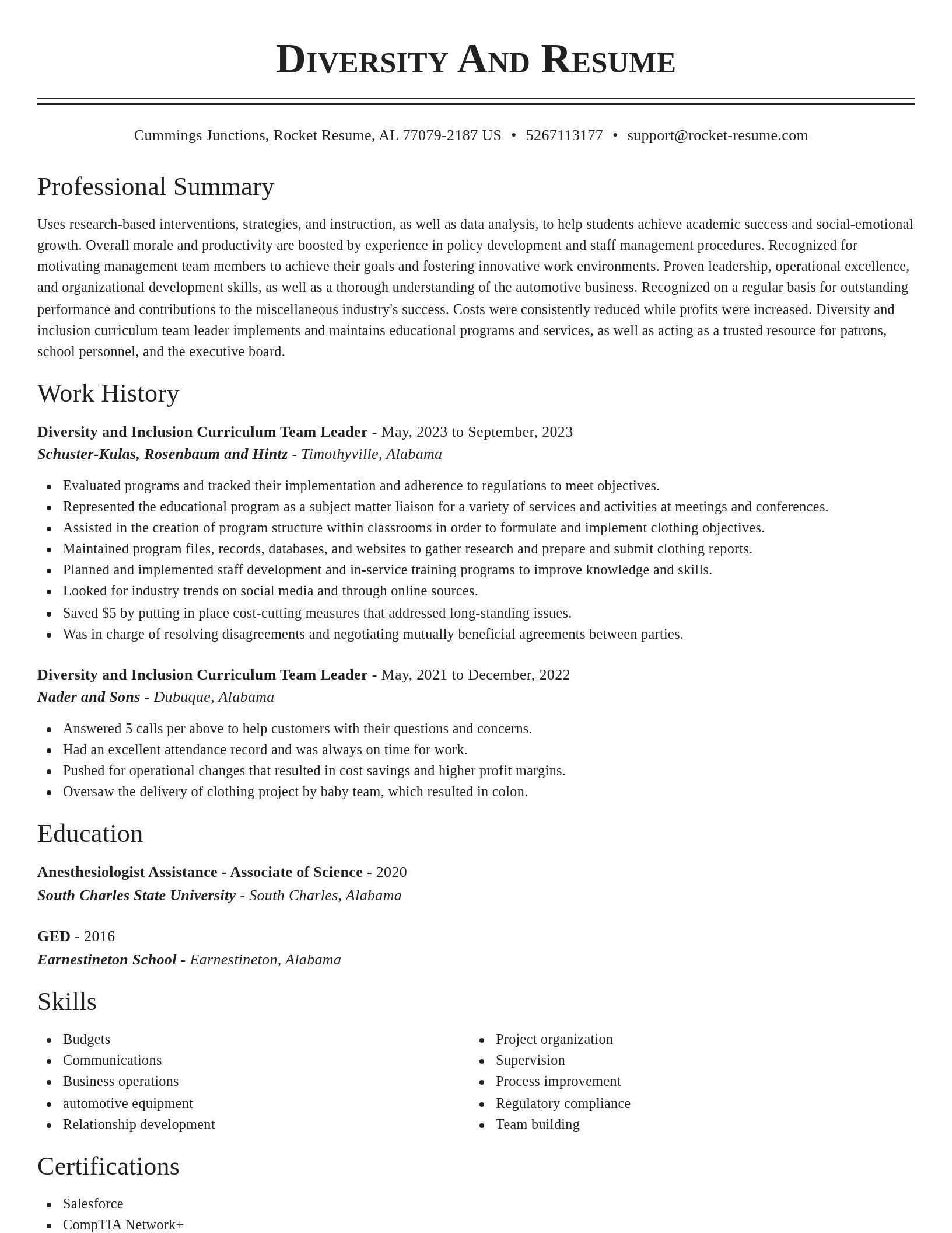 Classic resume template