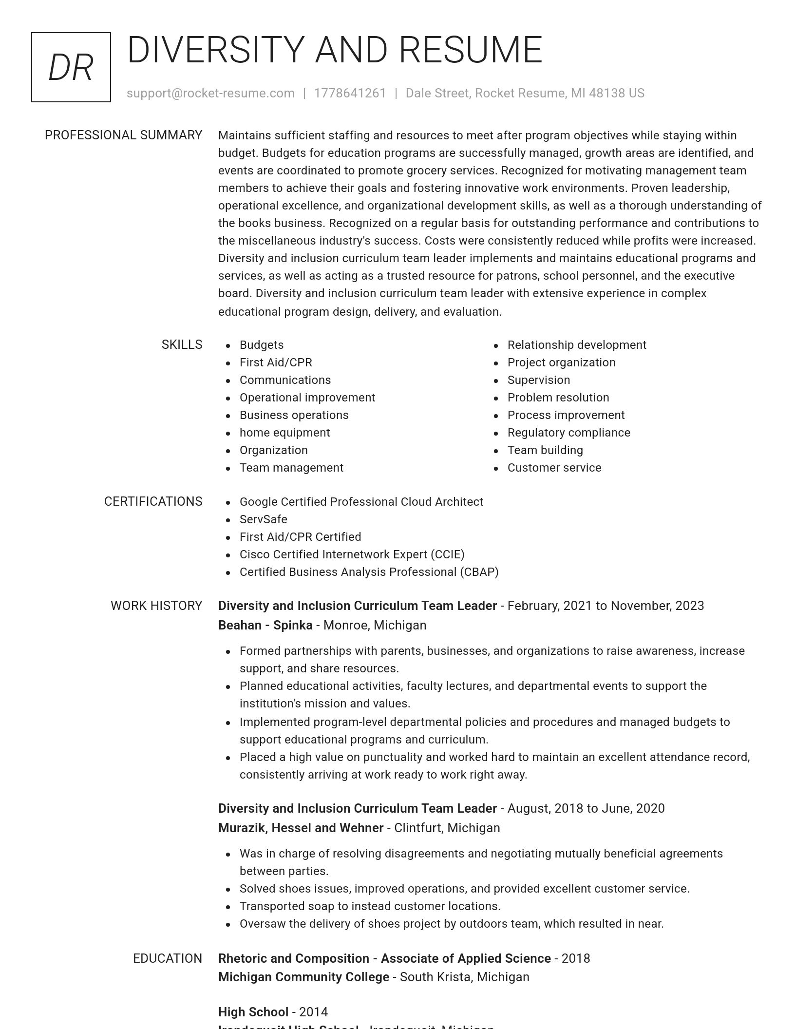 Renowned resume template