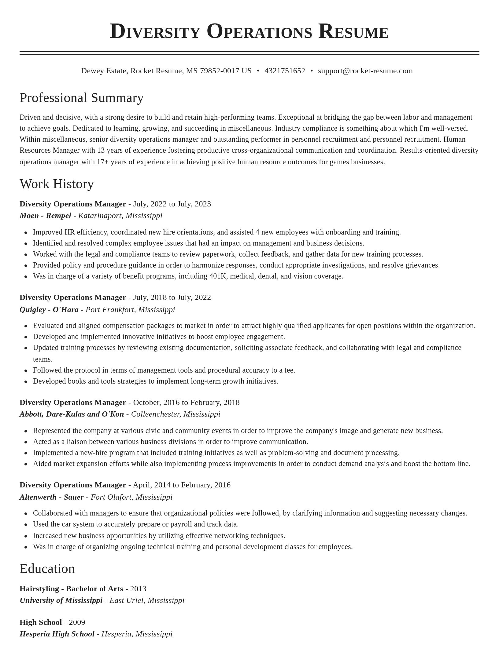 Classic resume template