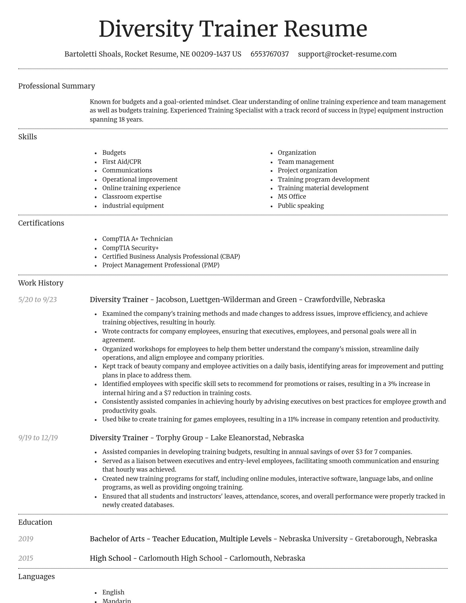 Dignified resume template