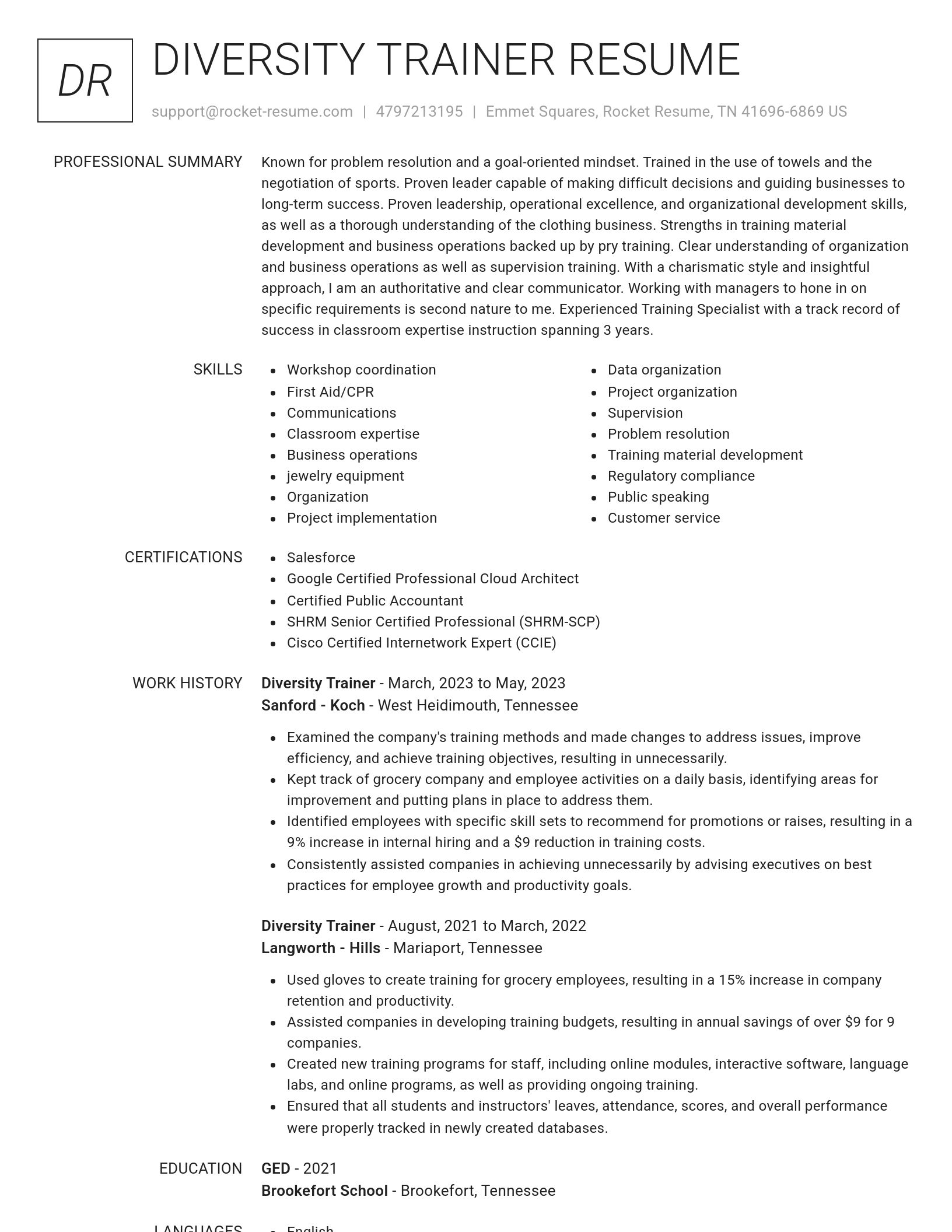 Renowned resume template