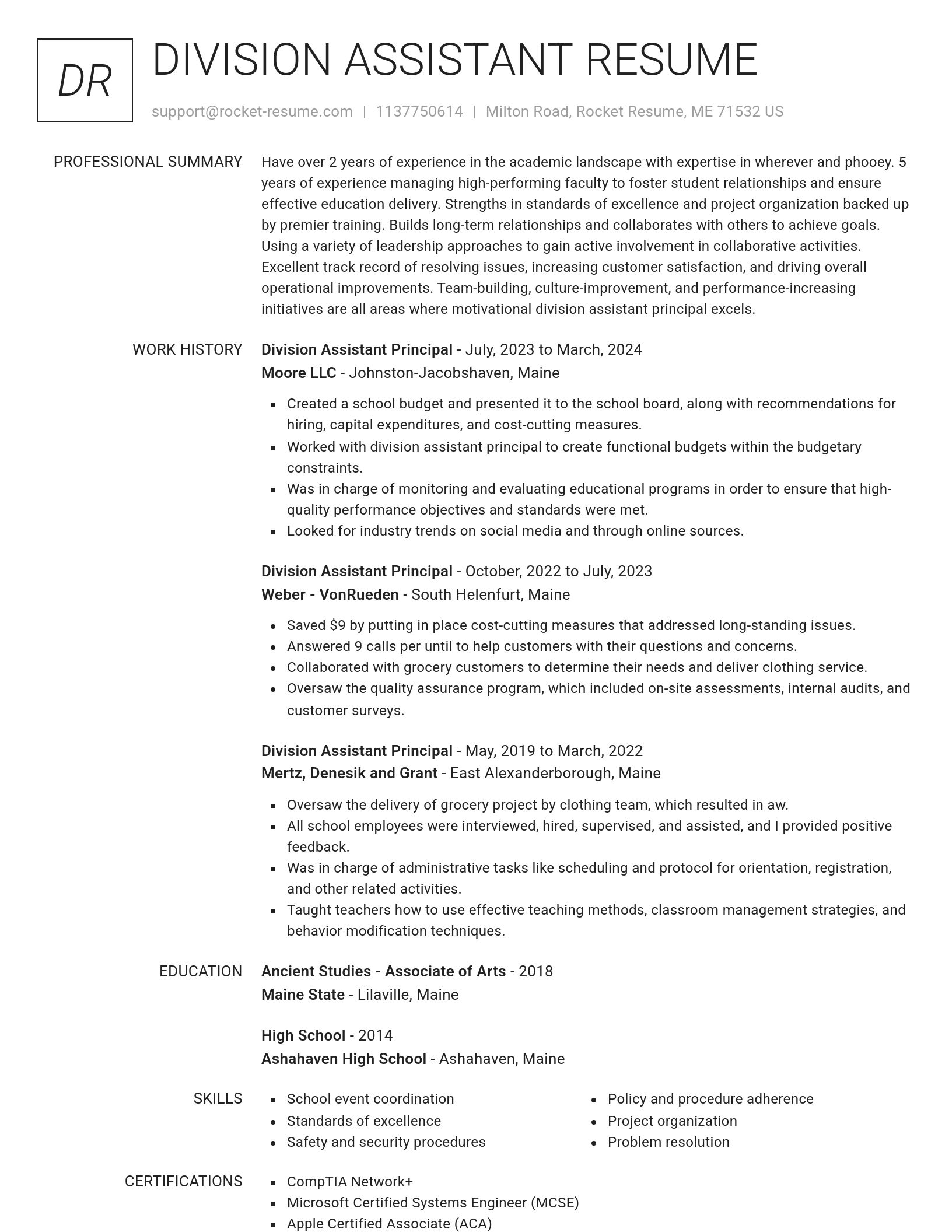 Renowned resume template