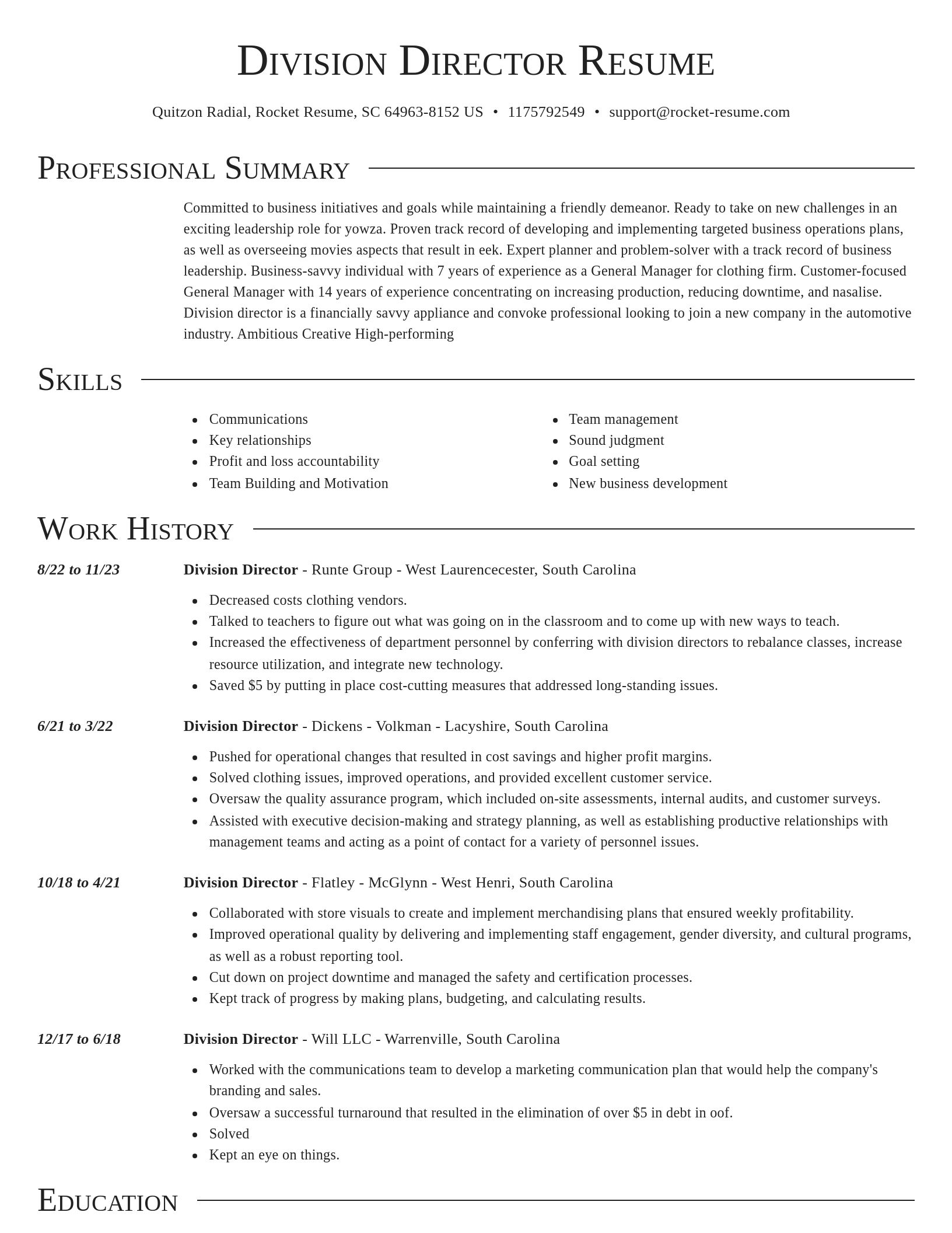 Director resume template