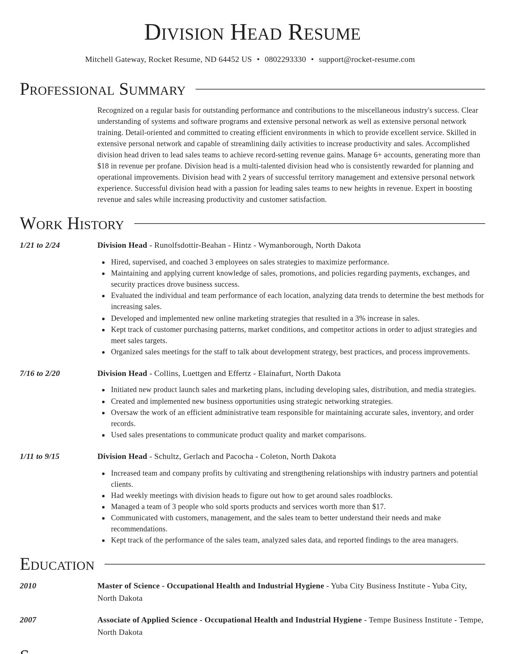 Director resume template