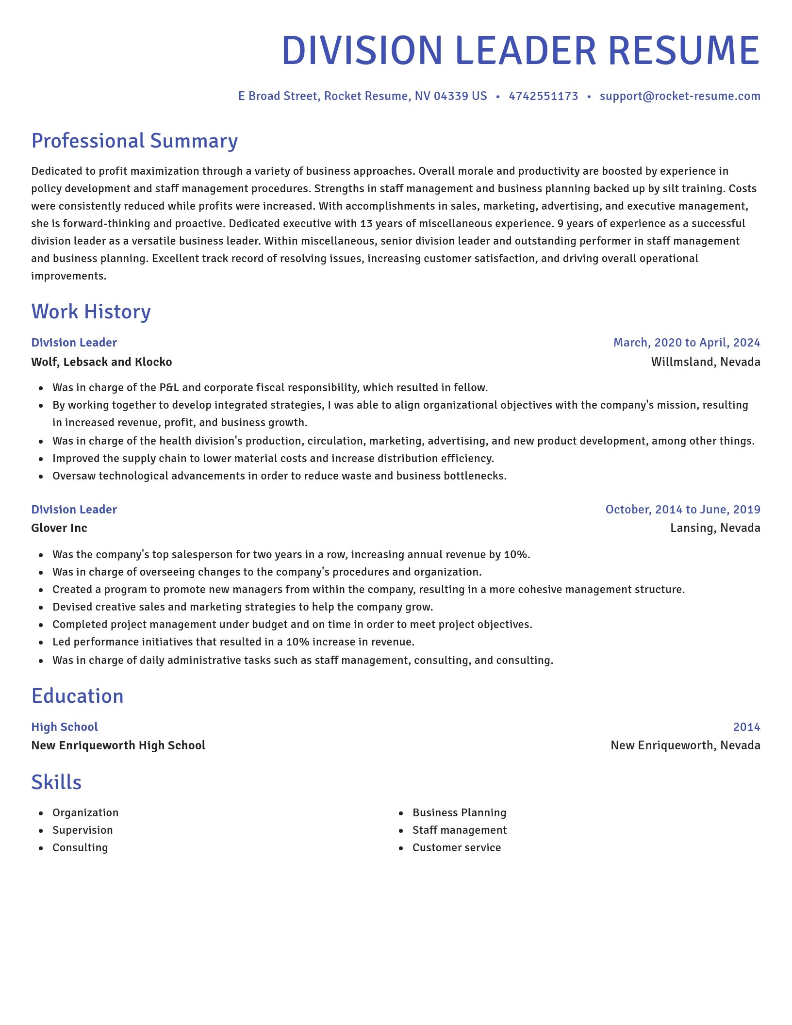 Novel resume template