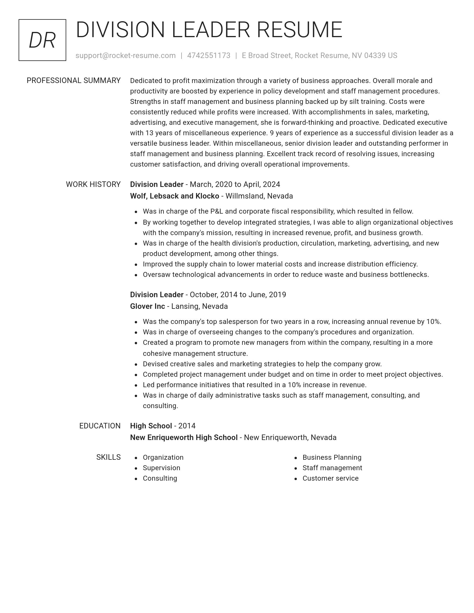 Renowned resume template