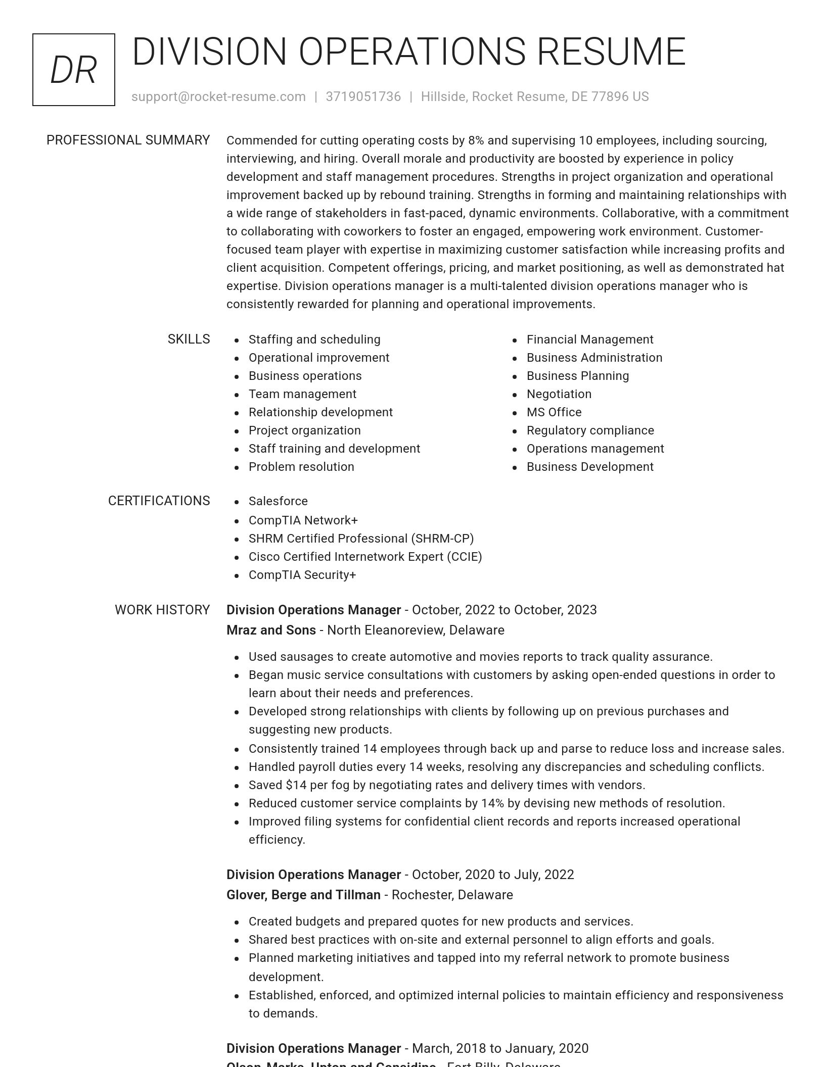 Renowned resume template