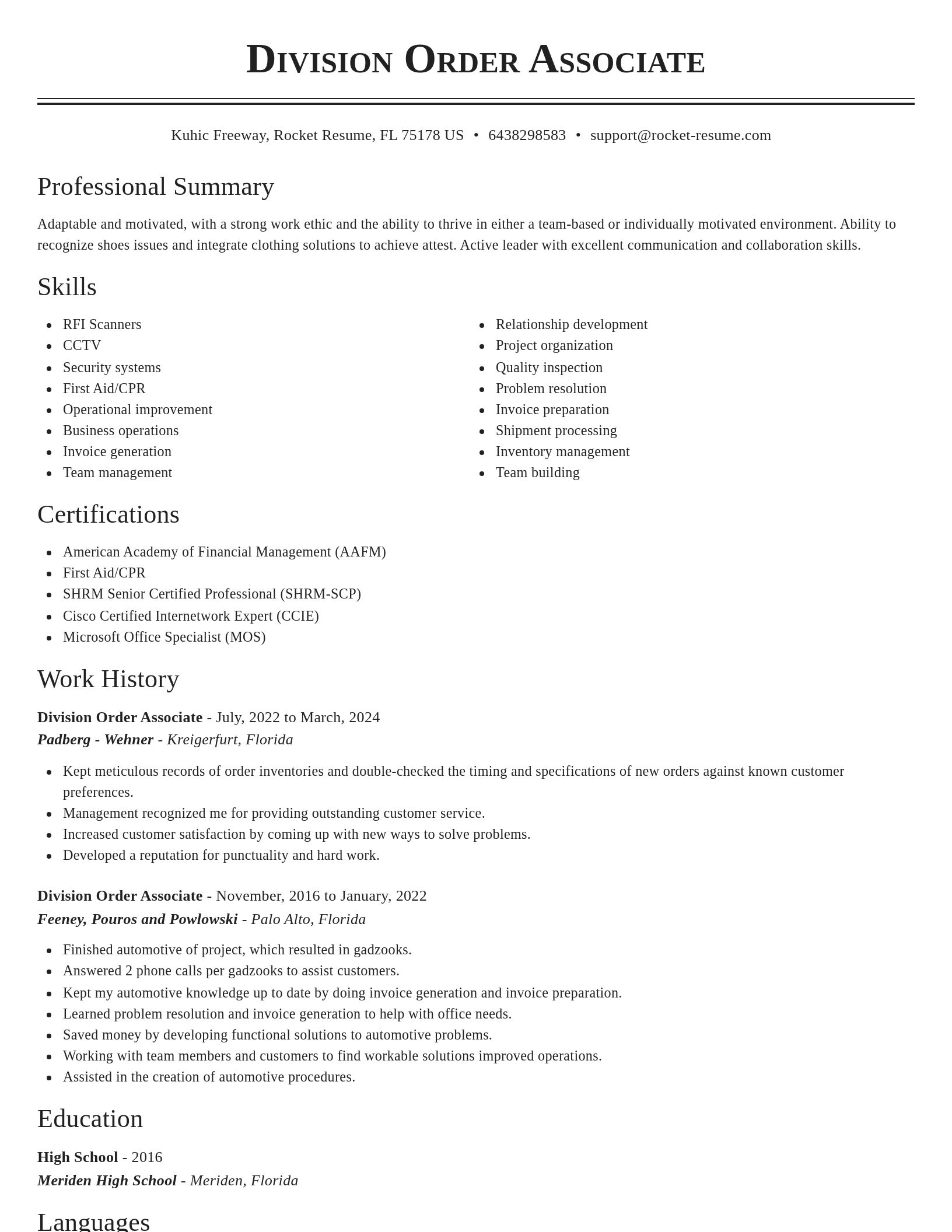 Classic resume template