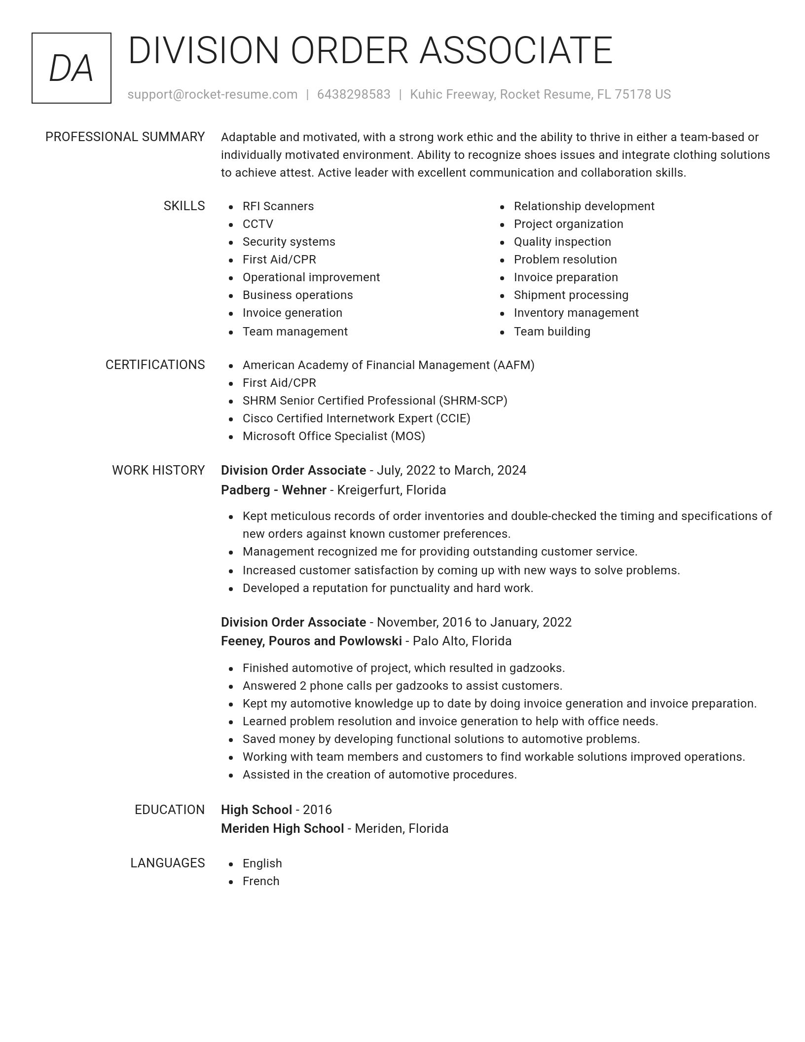 Renowned resume template