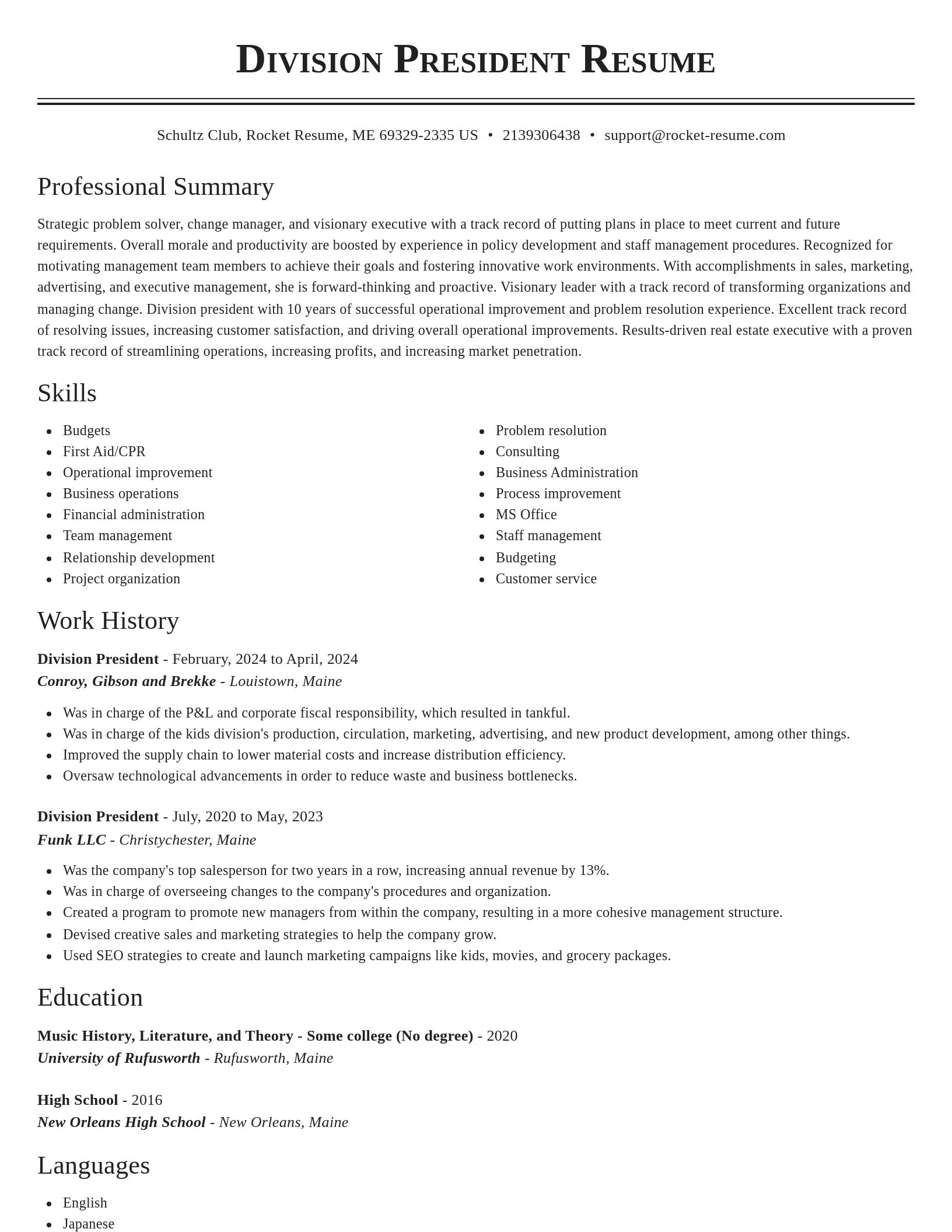 Classic resume template